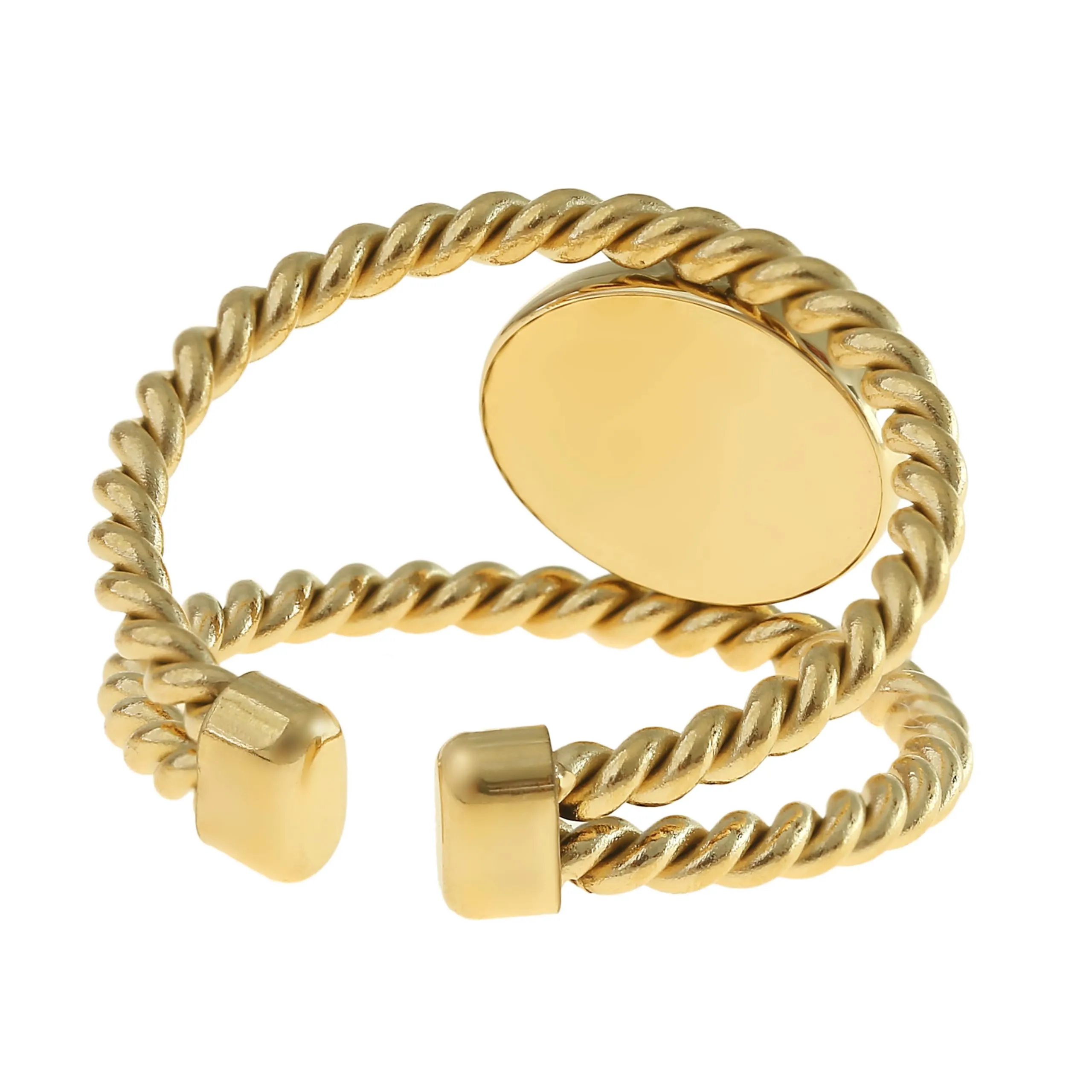 Made by Nami Anello Regolabile Donna in Acciaio Inossidabile Oro e Turchese Boho Statement - immagine 6