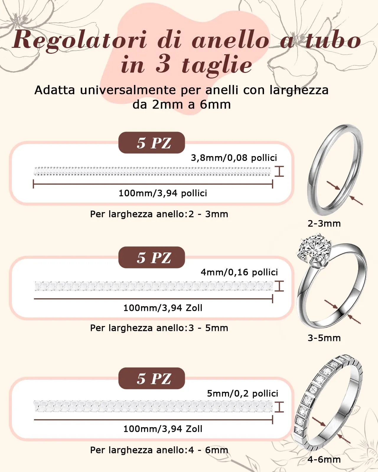 Lullu Riduttore Anelli Invisibile in Silicone, Set da 15 Pezzi - immagine 2