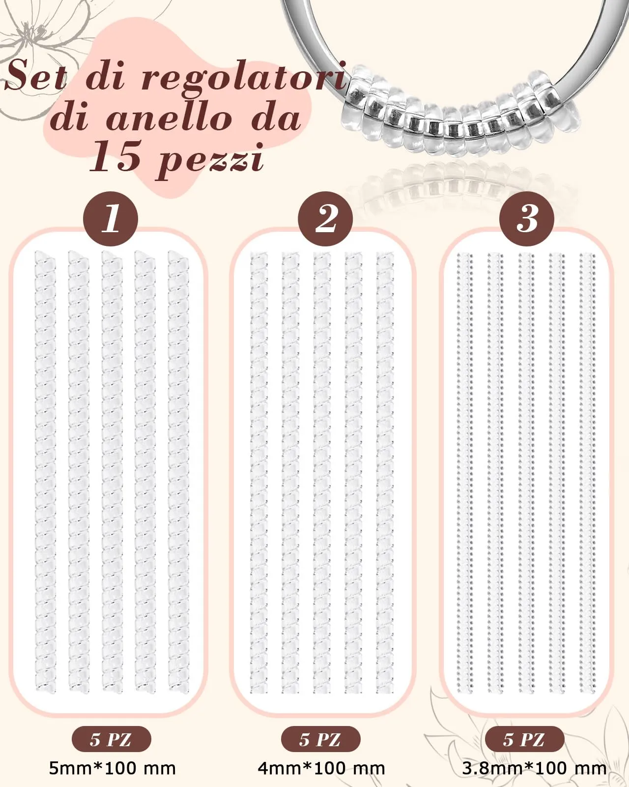 Lullu Riduttore Anelli Invisibile in Silicone, Set da 15 Pezzi - immagine 3
