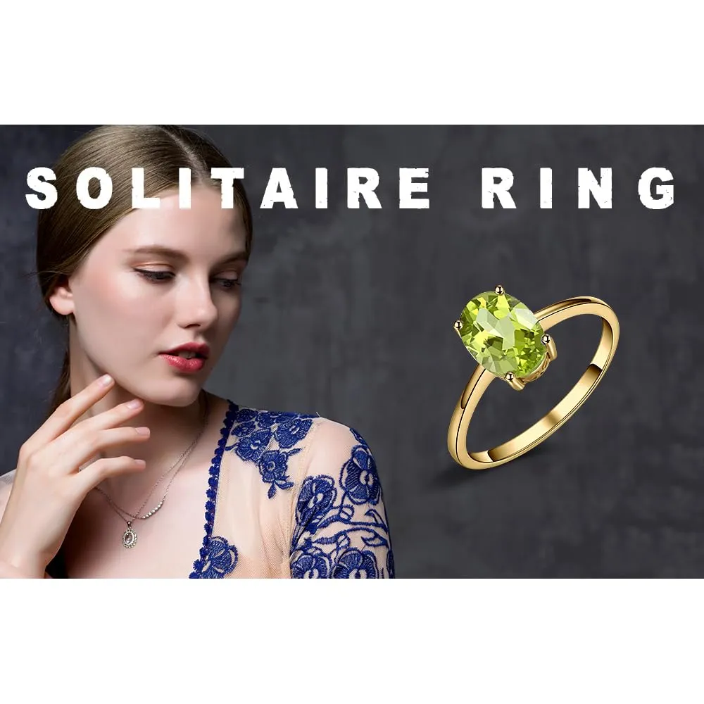 JewelryPalace Anello Donna in Oro Giallo 14K con Peridoto Verde Naturale, Solitario Ovale, Misura 17 - immagine 6