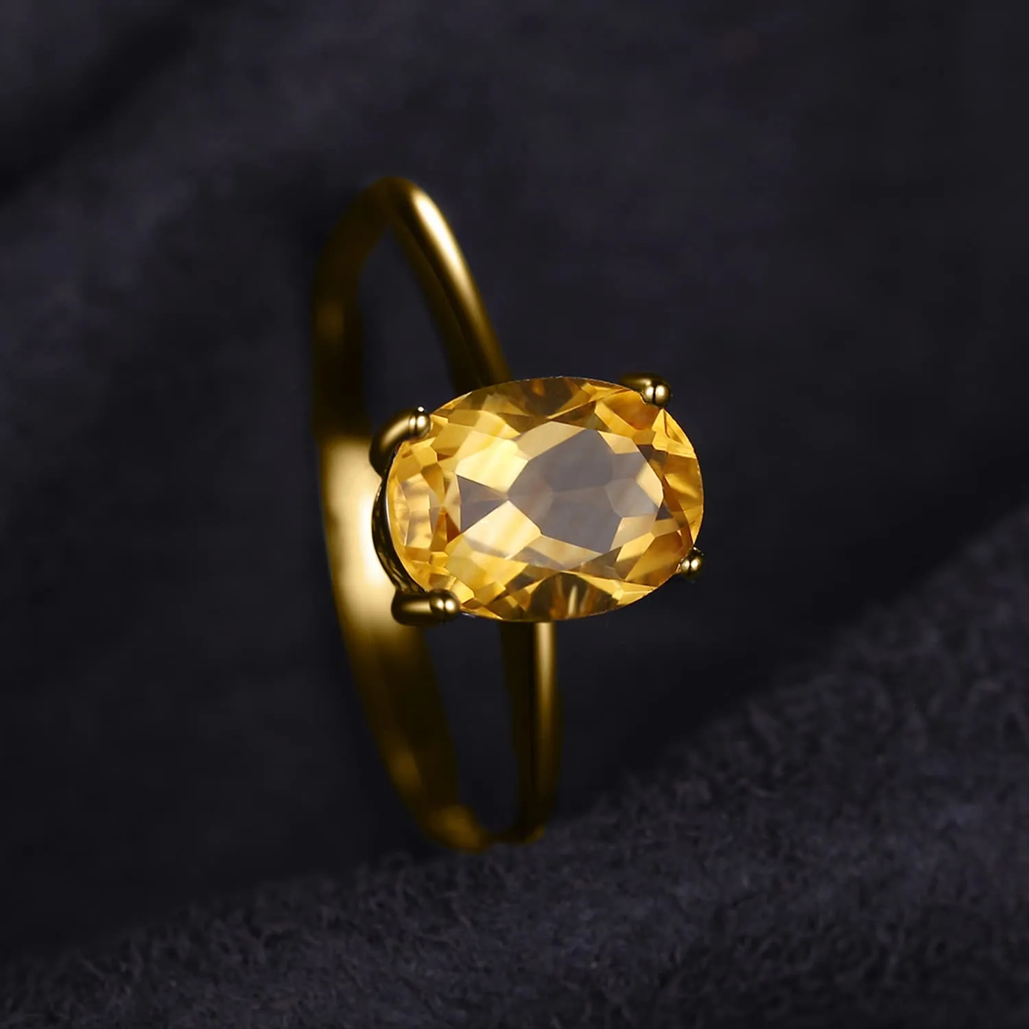 JewelryPalace Anello Donna Placcato Oro Giallo 14K con Citrino Naturale Arancione Ovale, Misura 8 - immagine 3