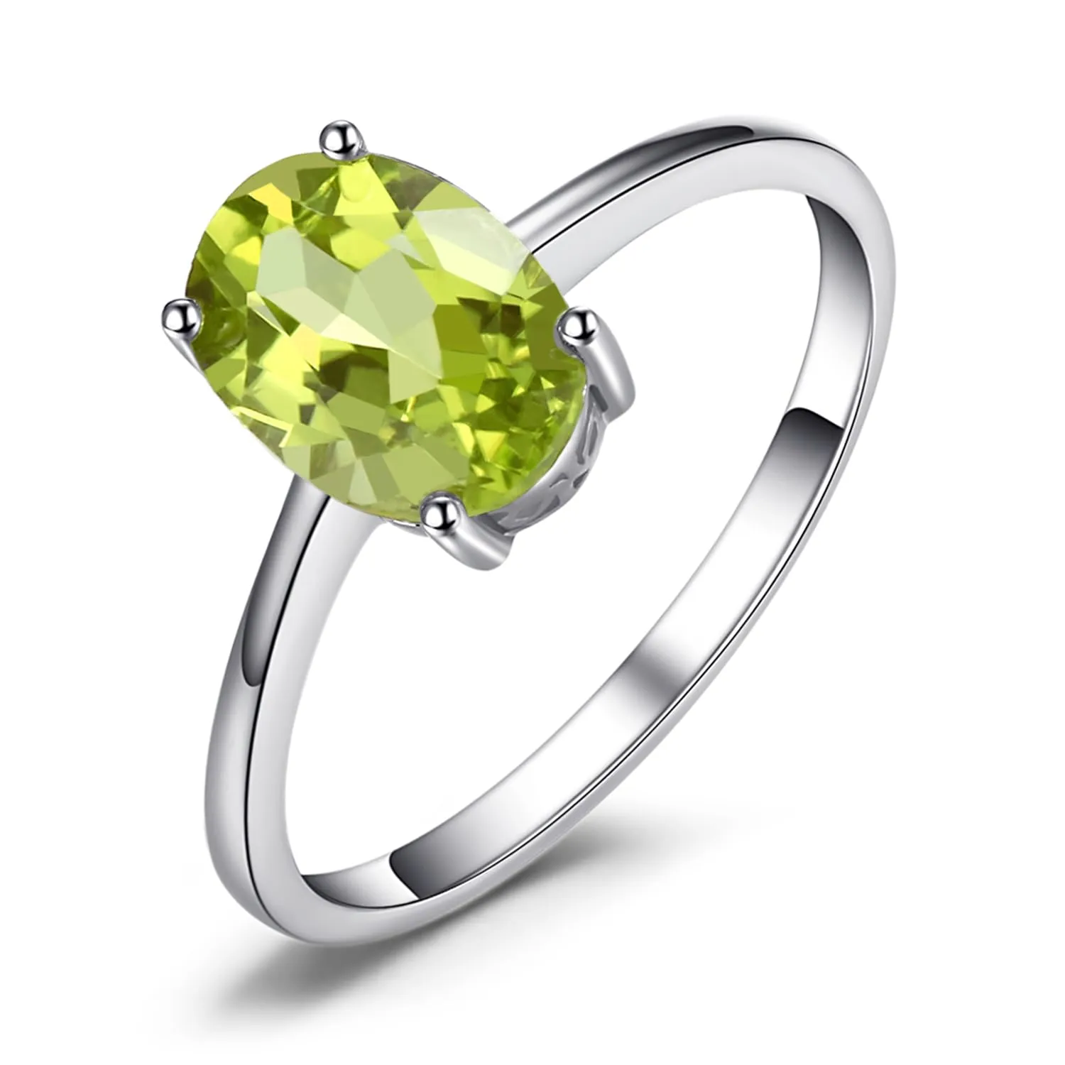 JewelryPalace Anello Solitario Donna in Oro Bianco 14K con Peridoto Verde Naturale Taglio Ovale - immagine 1
