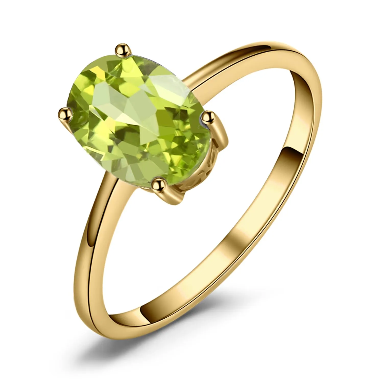 JewelryPalace Anello Donna placcato oro giallo 14K con Peridoto Verde Naturale, Taglio Ovale, Misura 9.5 - immagine 1