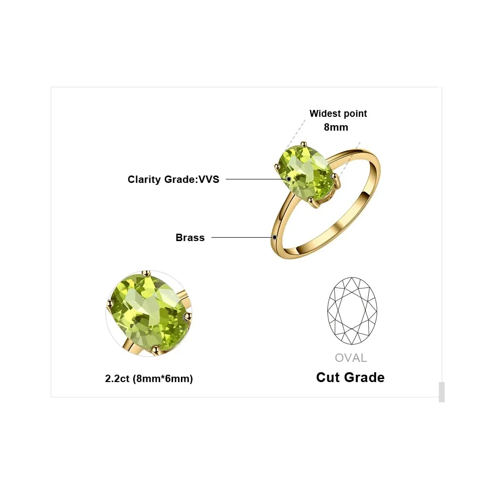 JewelryPalace Anello Donna in Oro Giallo 14K con Peridoto Verde Naturale, Solitario Ovale, Misura 13 - immagine 2