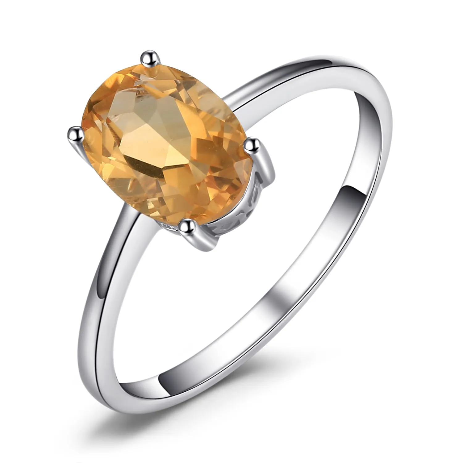 JewelryPalace Anello Solitario Donna in Oro Bianco 14K con Citrino Arancione Naturale Taglio Ovale - immagine 1