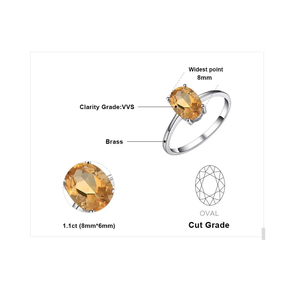 JewelryPalace Anello Solitario Donna in Oro Bianco 14K con Citrino Arancione Naturale Taglio Ovale - immagine 2