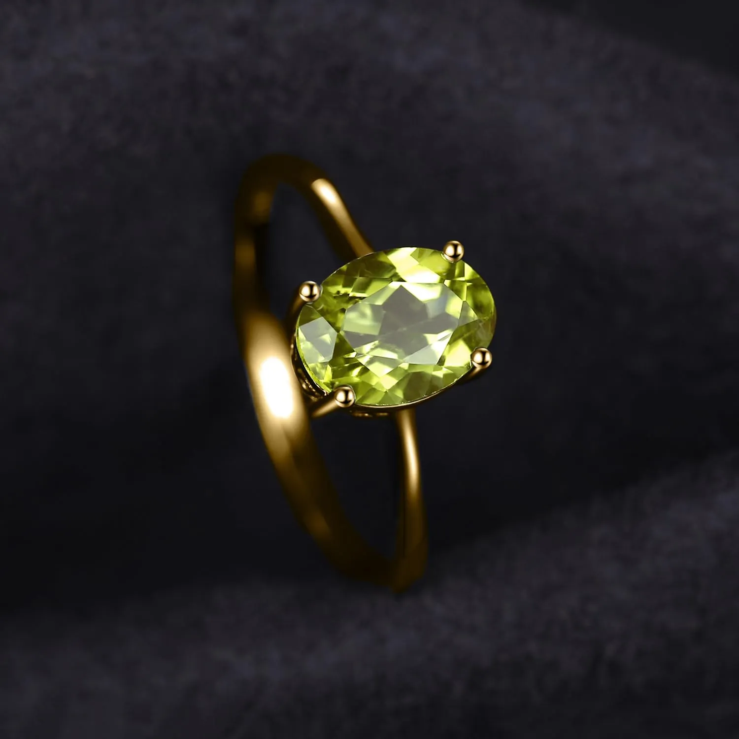 JewelryPalace Anello Donna Placcato Oro Giallo 14K con Peridoto Verde Naturale, Misura 11.5 - immagine 5