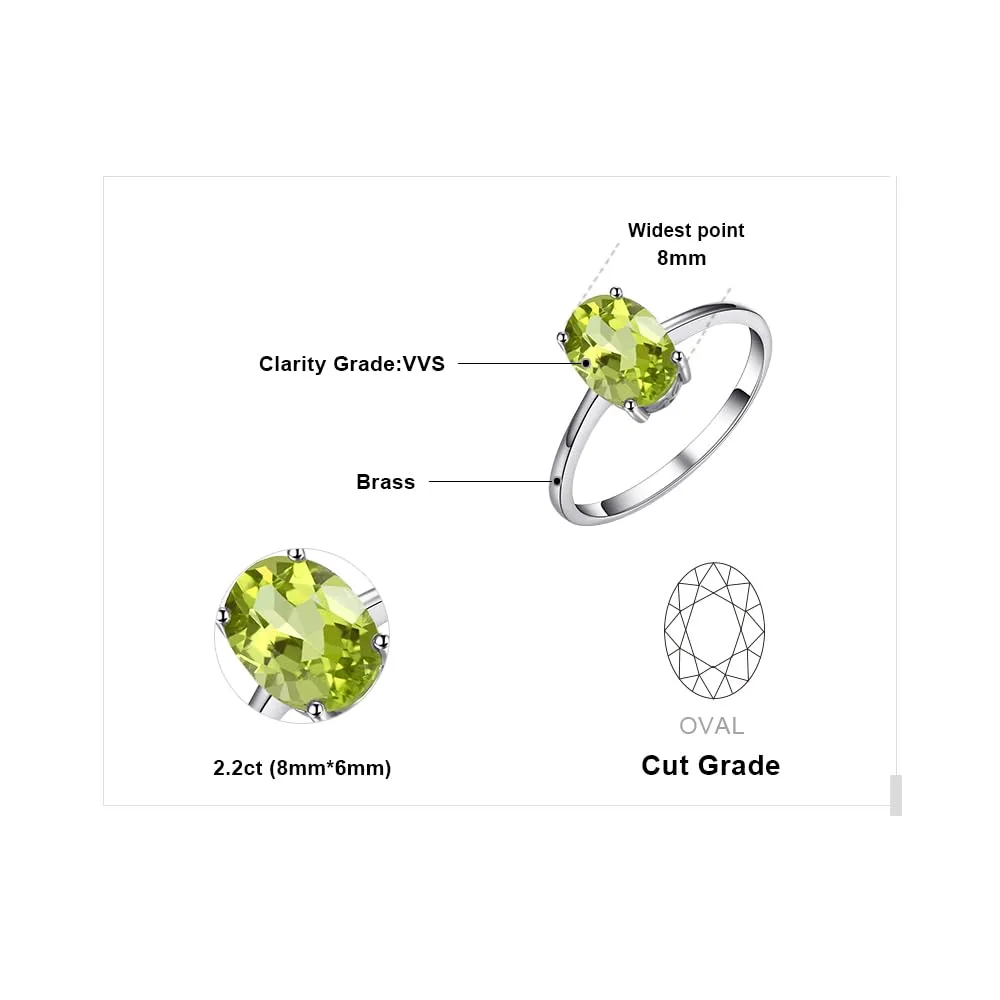 JewelryPalace Anello Solitario Donna in Oro Bianco 14K con Peridoto Verde Naturale, Taglio Ovale, Misura 18.5 - immagine 2