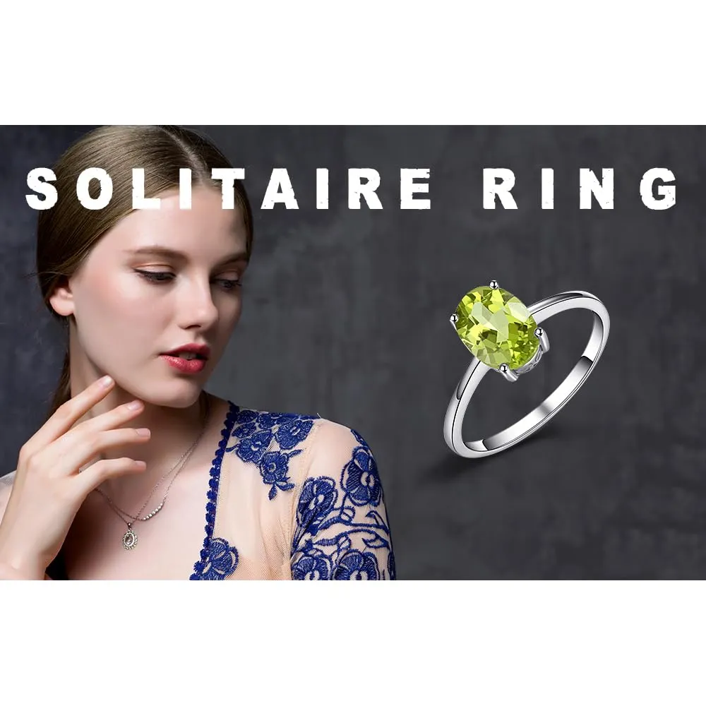 JewelryPalace Anello Solitario Donna in Oro Bianco 14K con Peridoto Verde Naturale, Taglio Ovale - immagine 6