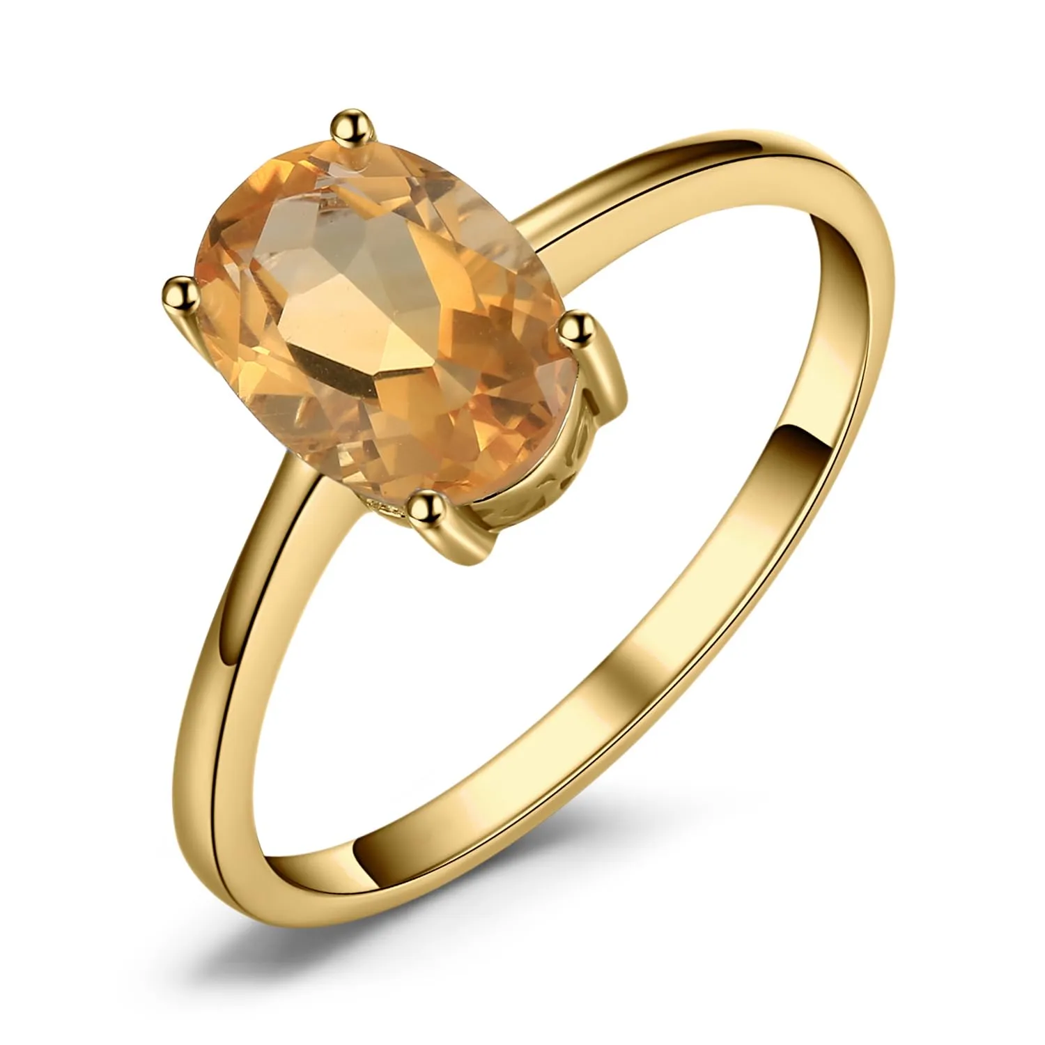 JewelryPalace Anello Donna in Oro Giallo 14K con Citrino Naturale Ovale, Solitario per Fidanzamento e Anniversario, Misura 13 - immagine 1