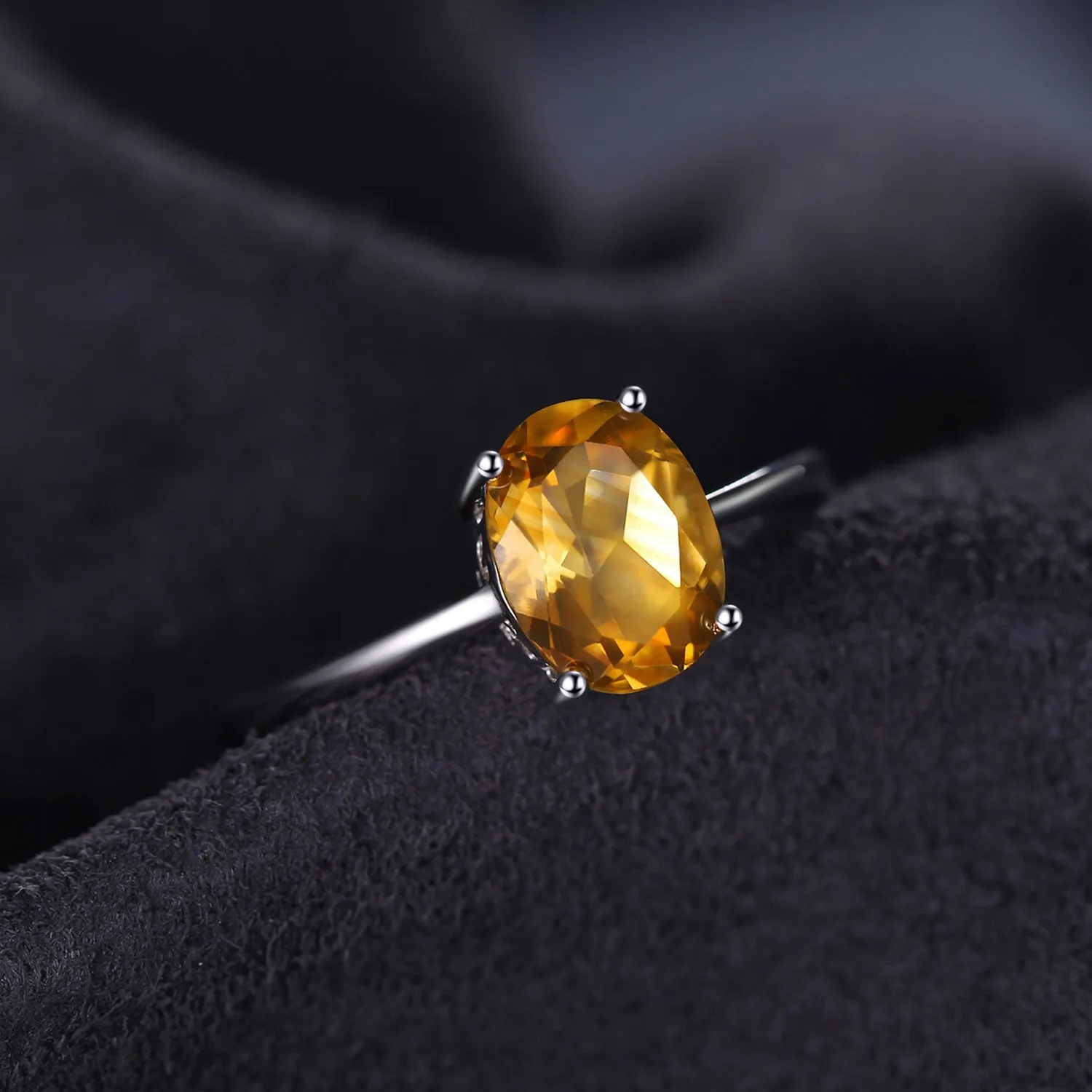 JewelryPalace Anello Donna in Oro Bianco 14K con Citrino Arancione Naturale Ovale, Misura 11.5 - immagine 5