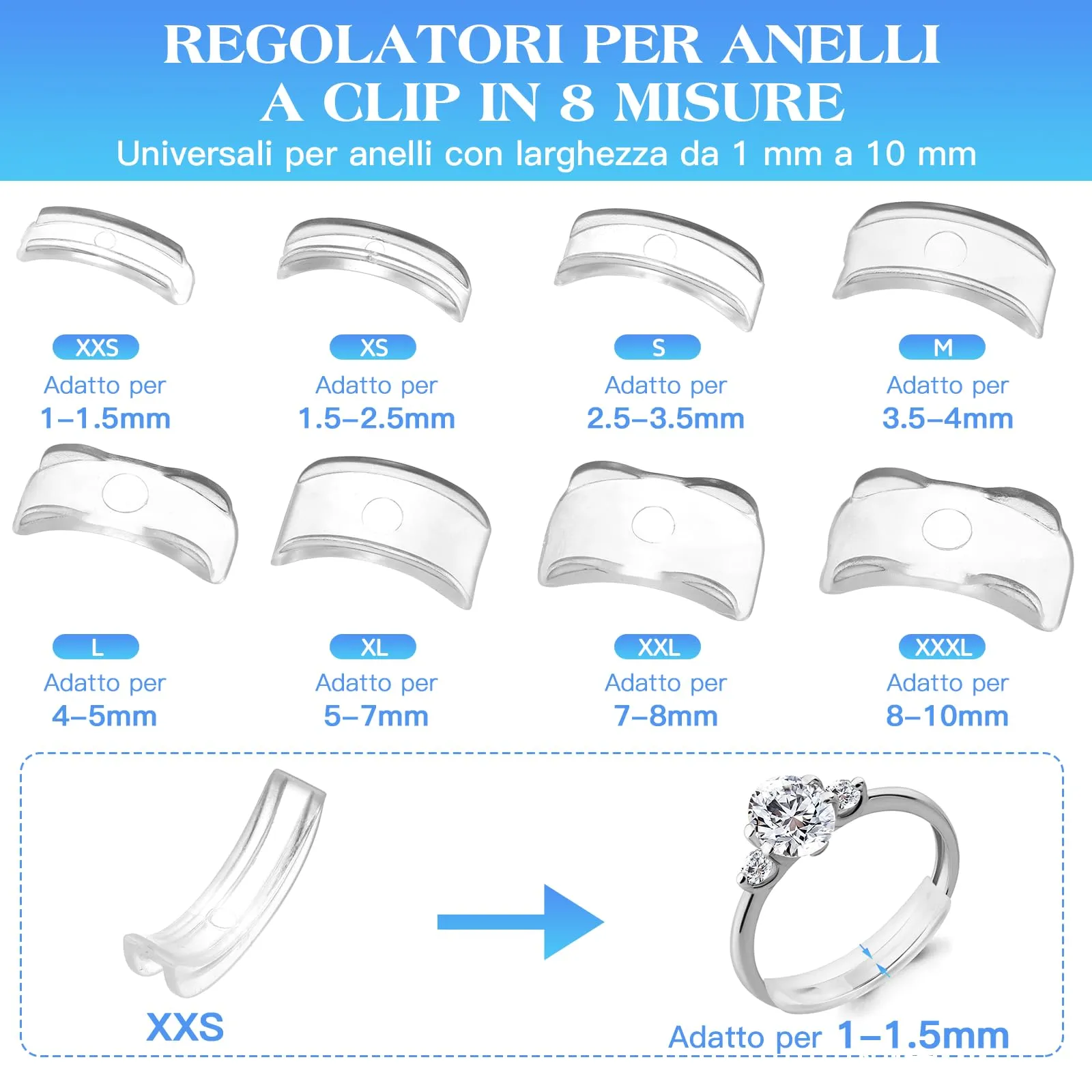 Lullu Set Riduttore Anelli in Silicone e TPU, 19 Pezzi - immagine 3