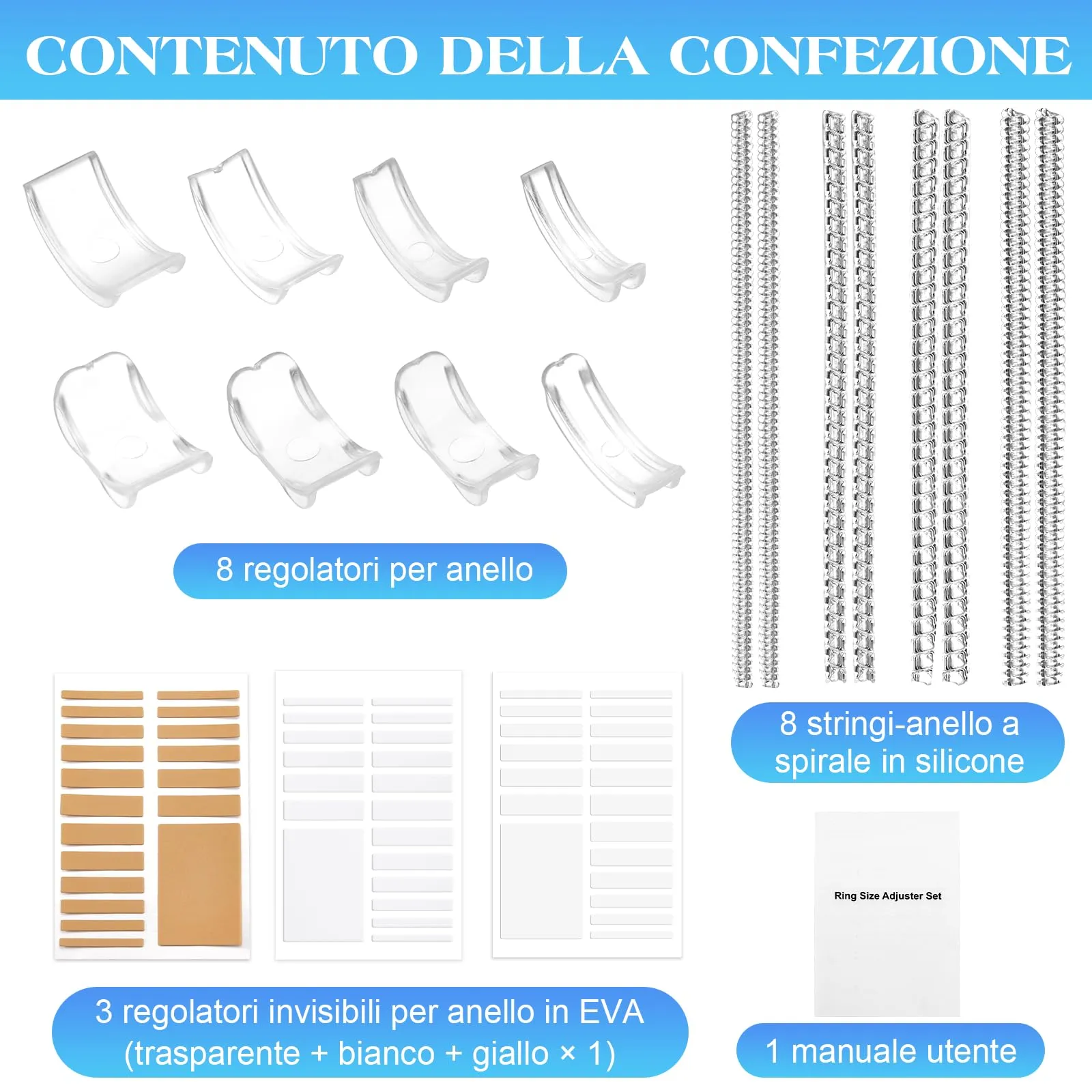 Lullu Set Riduttore Anelli in Silicone e TPU, 19 Pezzi - immagine 5