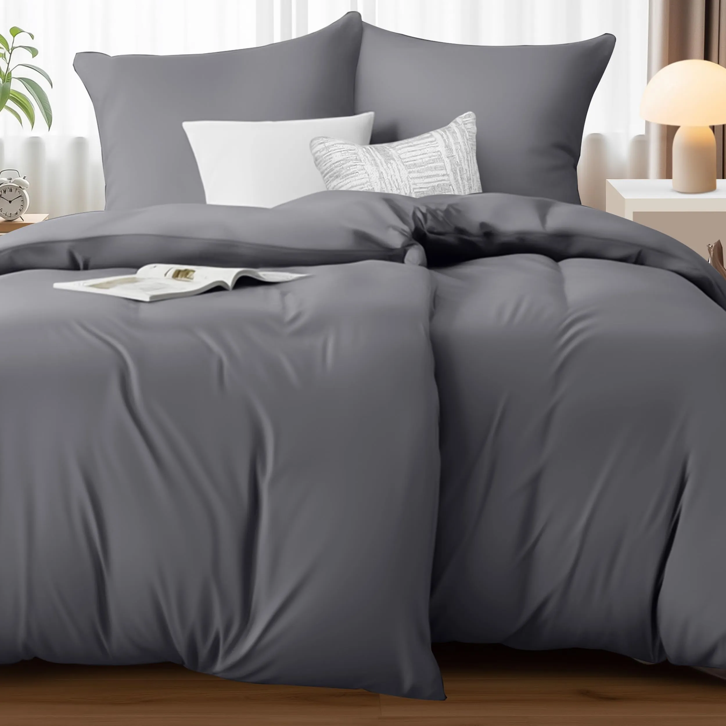 Utopia Bedding Set Copripiumino 135x200cm e Federe 80x80cm, Grigio - immagine 6