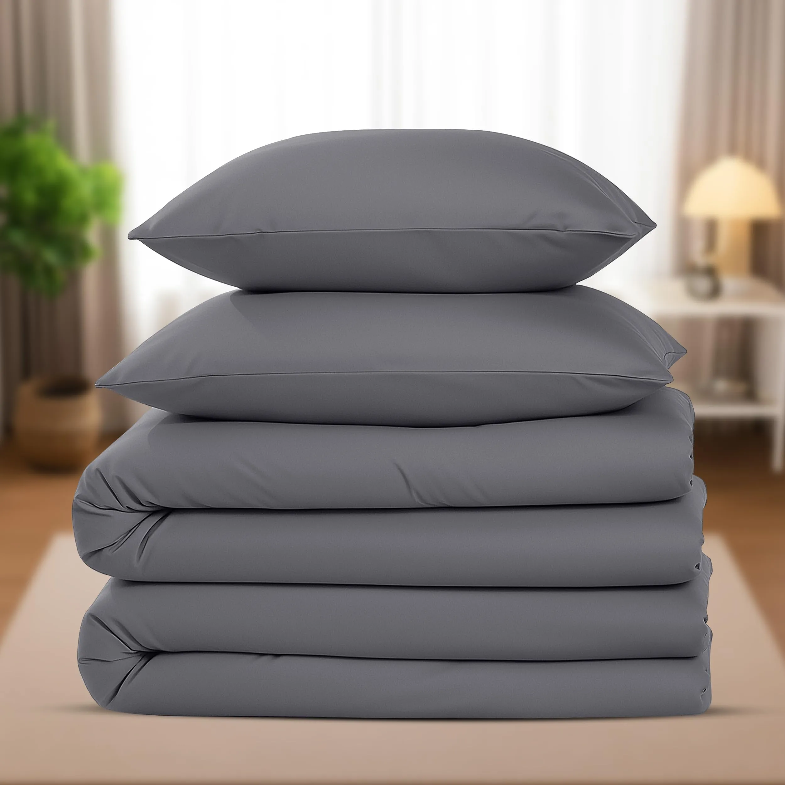 Utopia Bedding Set Copripiumino 135x200cm e Federe 80x80cm, Grigio - immagine 7