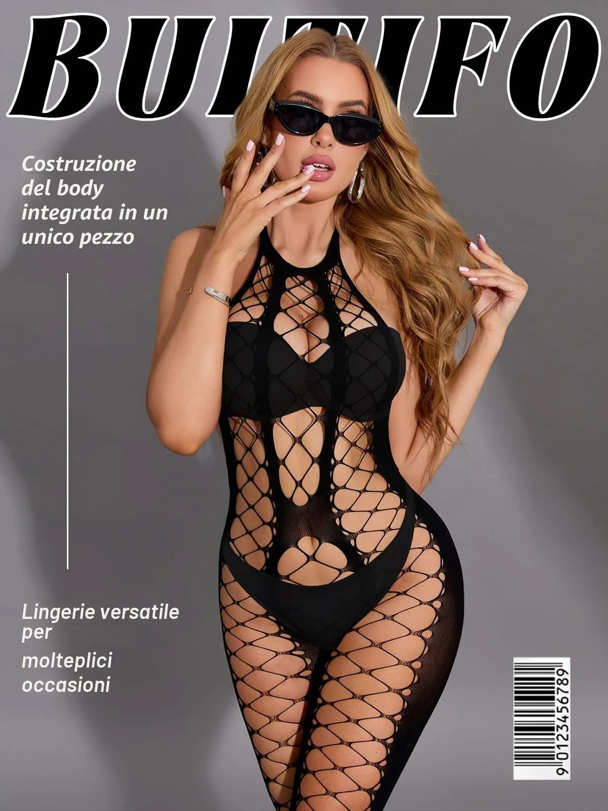 Buitifo Donna Fishnet Bodystocking Pigiama, Nero 06FB, Taglia Unica - immagine 3