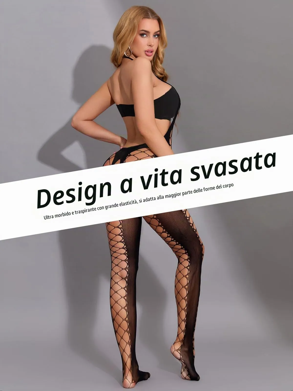 Buitifo Donna Fishnet Bodystocking Pigiama, Nero 06FB, Taglia Unica - immagine 4