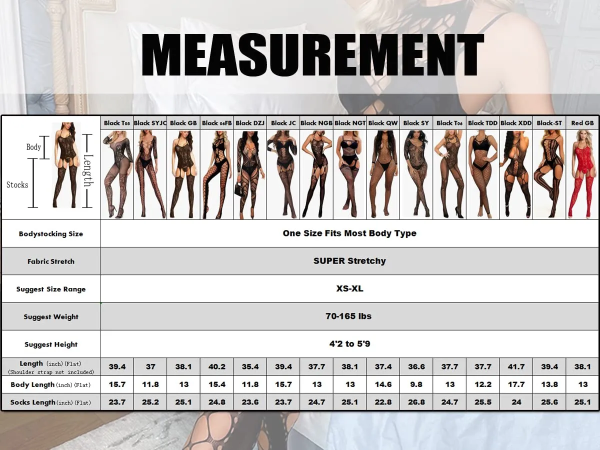 Buitifo Donna Fishnet Bodystocking Pigiama, Nero 06FB, Taglia Unica - immagine 5