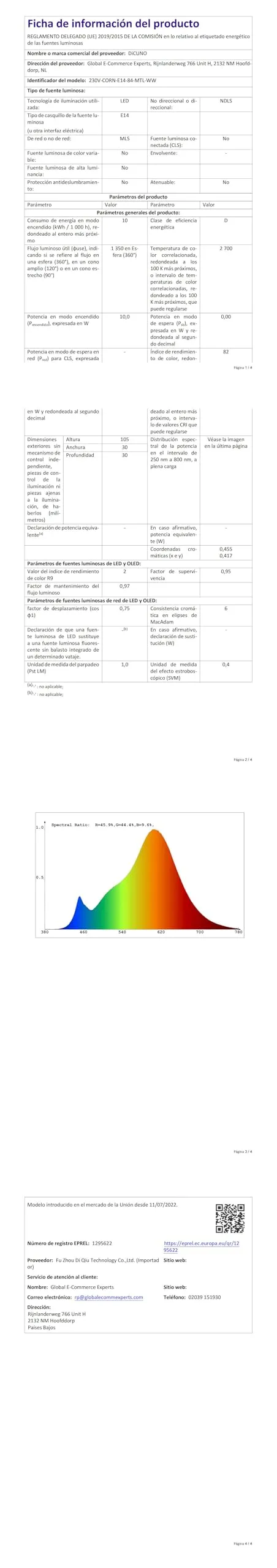 DiCUNO Lampadina LED E14 10W 2700K 1350lm, 4 Pezzi - immagine 10