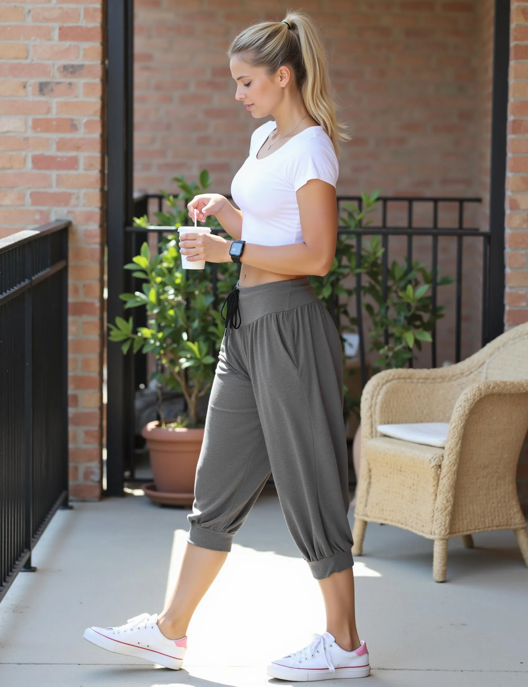 Terecey Pantaloni Harem Donna in Modal Vita Alta con Coulisse e Gamba Ampia - immagine 5