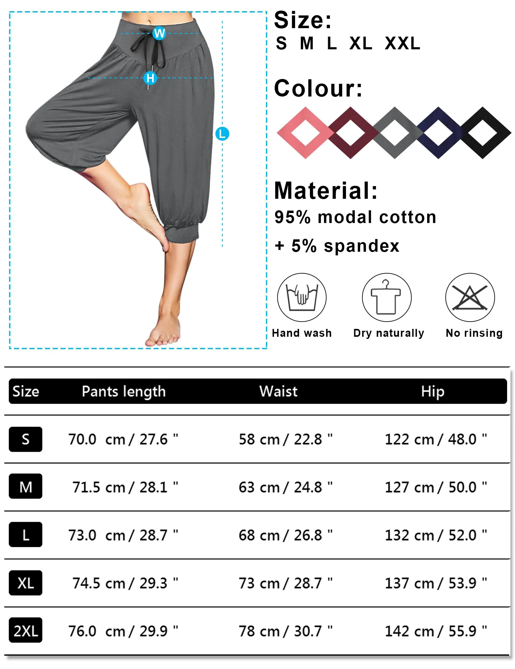 Terecey Pantaloni Harem Donna in Modal Vita Alta con Coulisse e Gamba Ampia - immagine 6