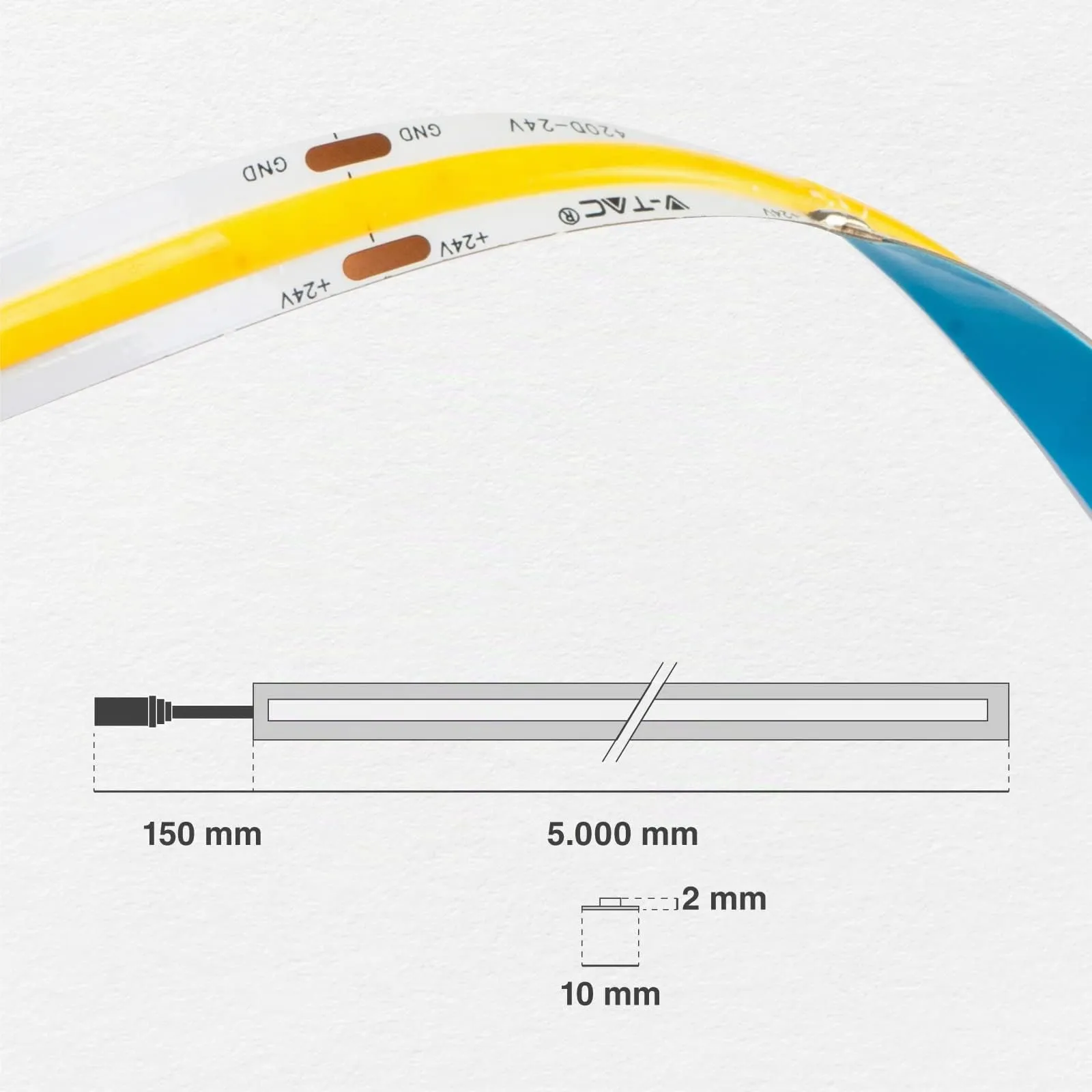 Eurocali Striscia LED COB Monocolore 50W, Bobina 5 metri, 1000 lm/m, Bianco Freddo 6400K - immagine 2