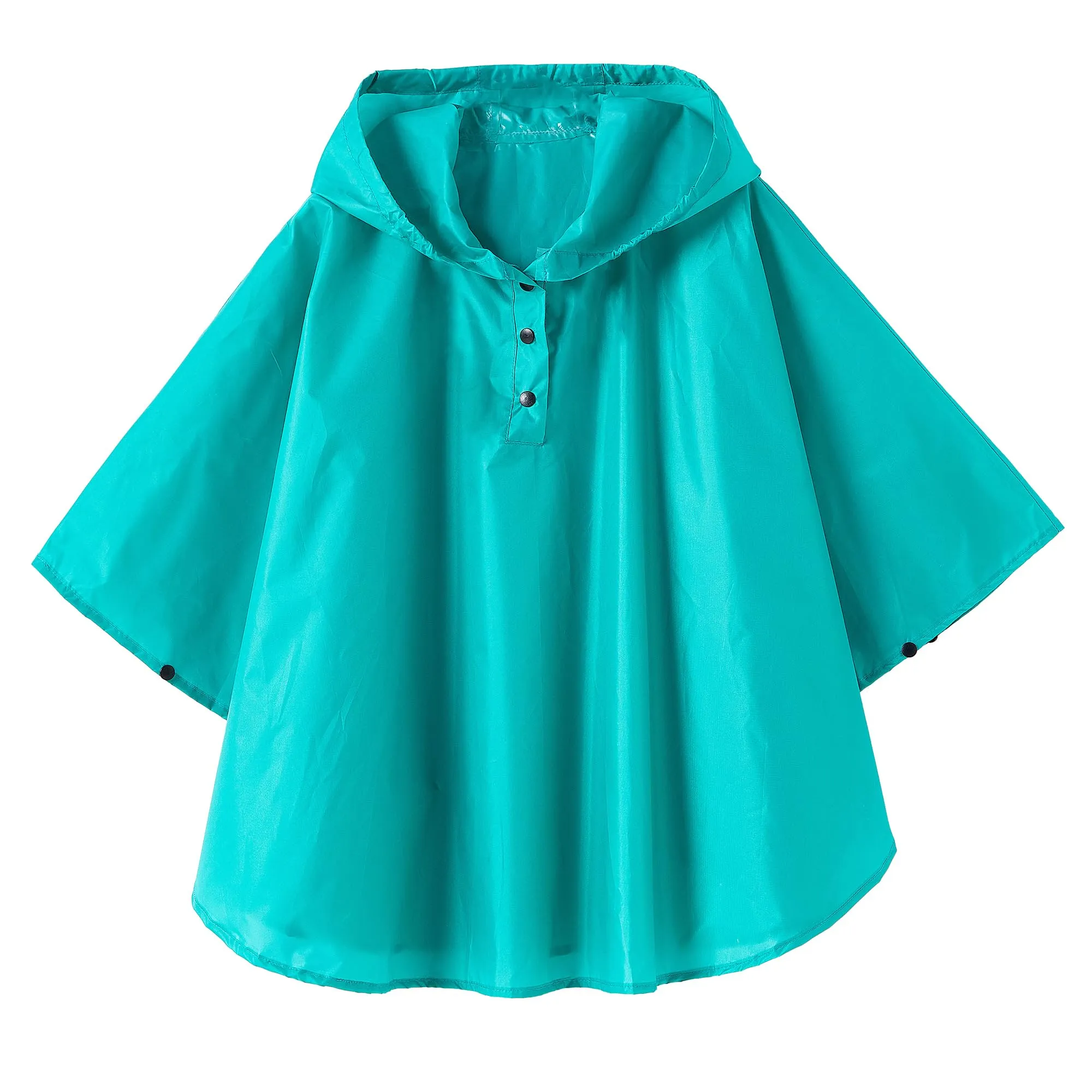 QIKADO Poncho Antipioggia Bambino con Cappuccio e Bottoni, Verde scuro, XL (8-12 anni) - immagine 1