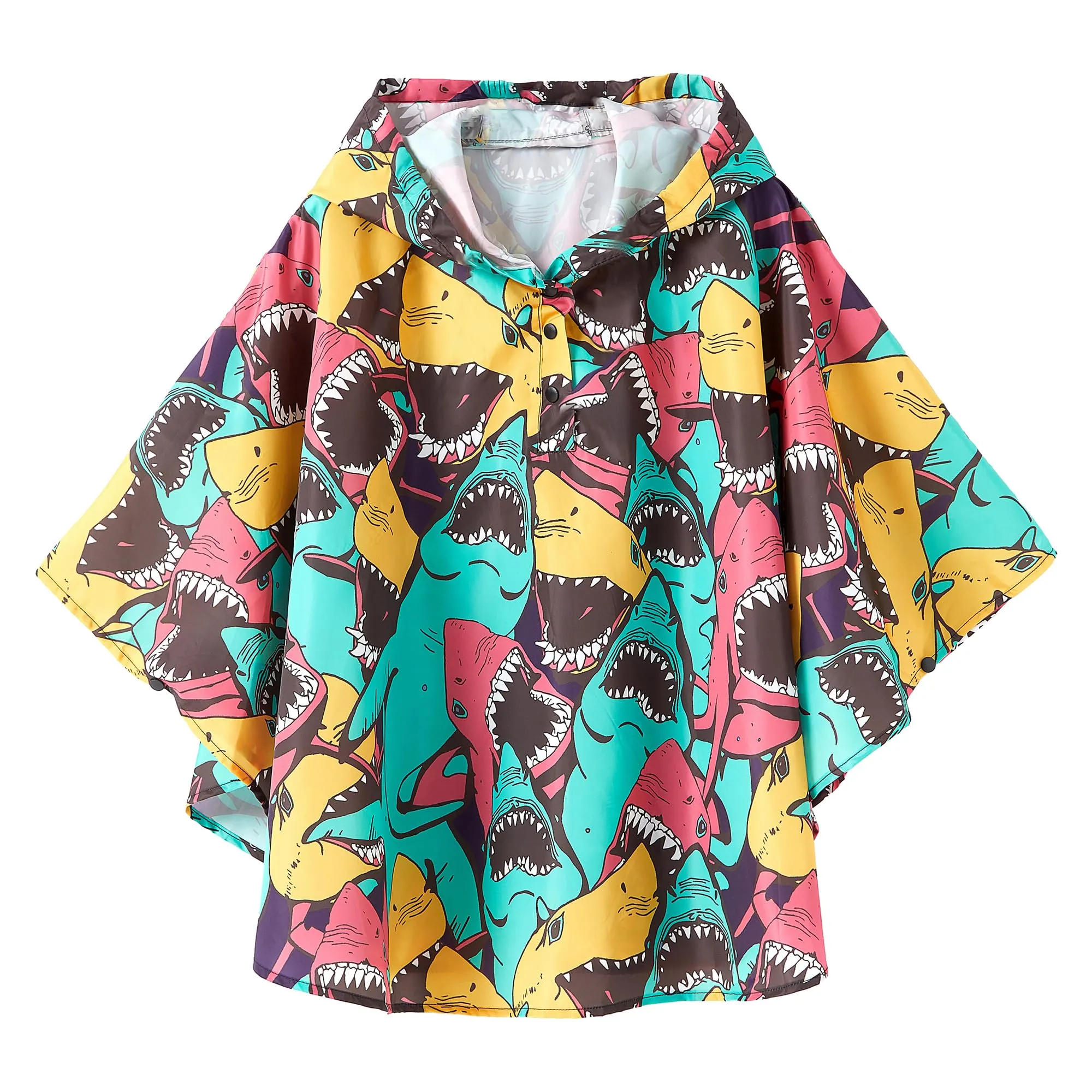 QIKADO Poncho Antipioggia Bambino Squalo Bigmouth, Taglia M (3-5 anni) - immagine 1