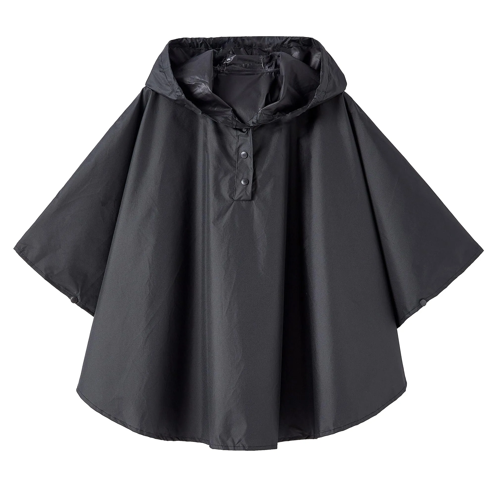 QIKADO Poncho Antipioggia Bambino con Cappuccio e Bottoni, Nero, L (5-8 anni) - immagine 1