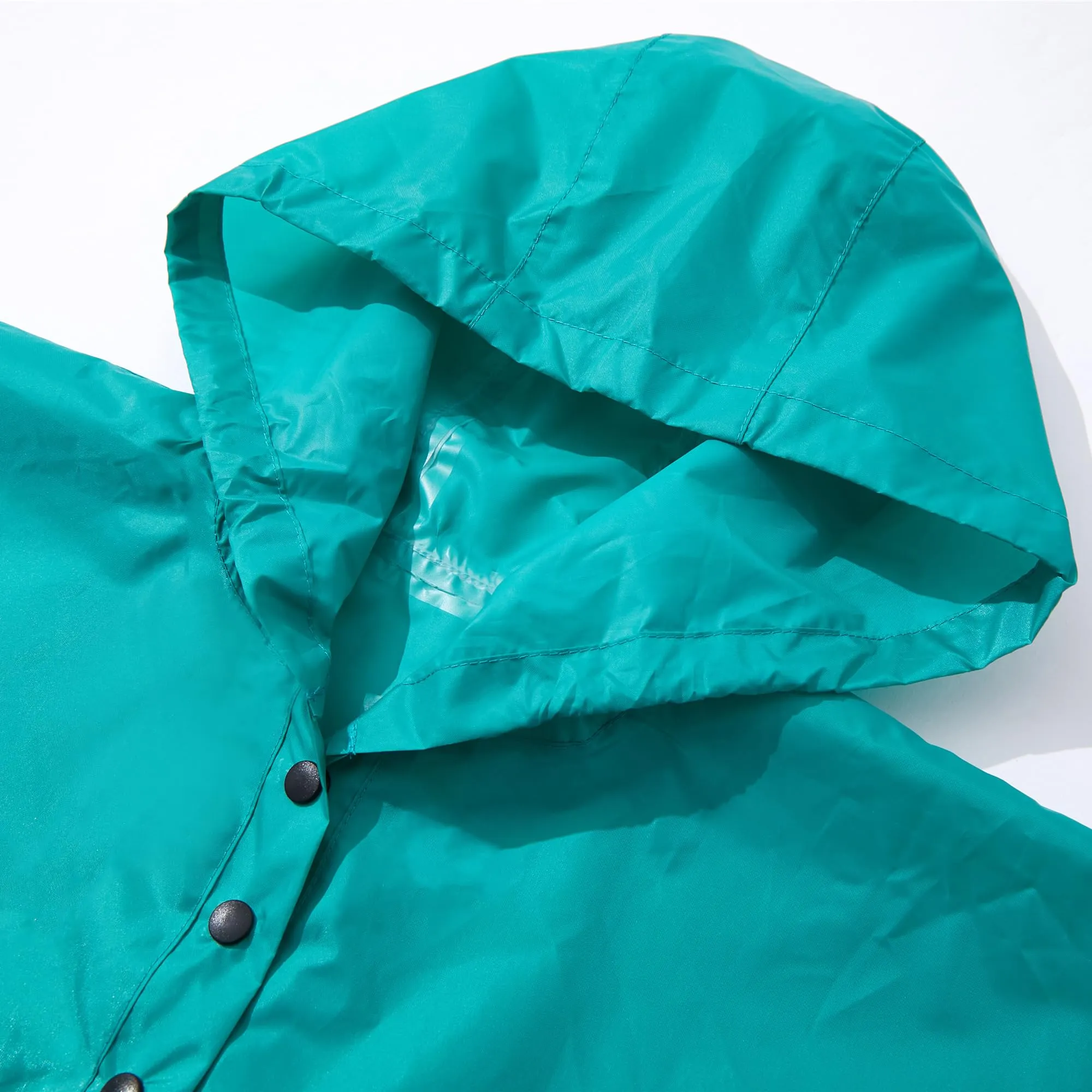 QIKADO Poncho Antipioggia Bambino con Cappuccio, Verde Scuro, L, 5-8 anni - immagine 2
