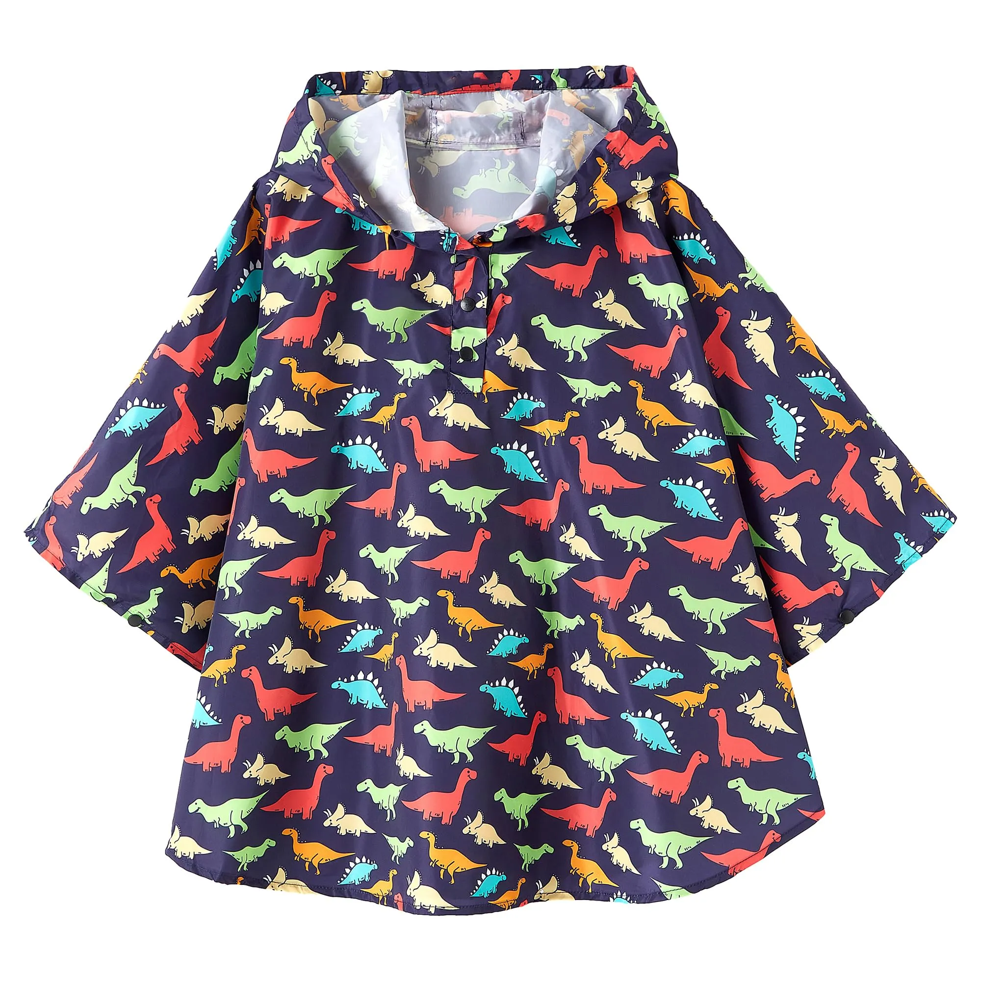 QIKADO Poncho Antipioggia Bambino con Cappuccio Dinosauro multicolore, 5-8 anni - immagine 1
