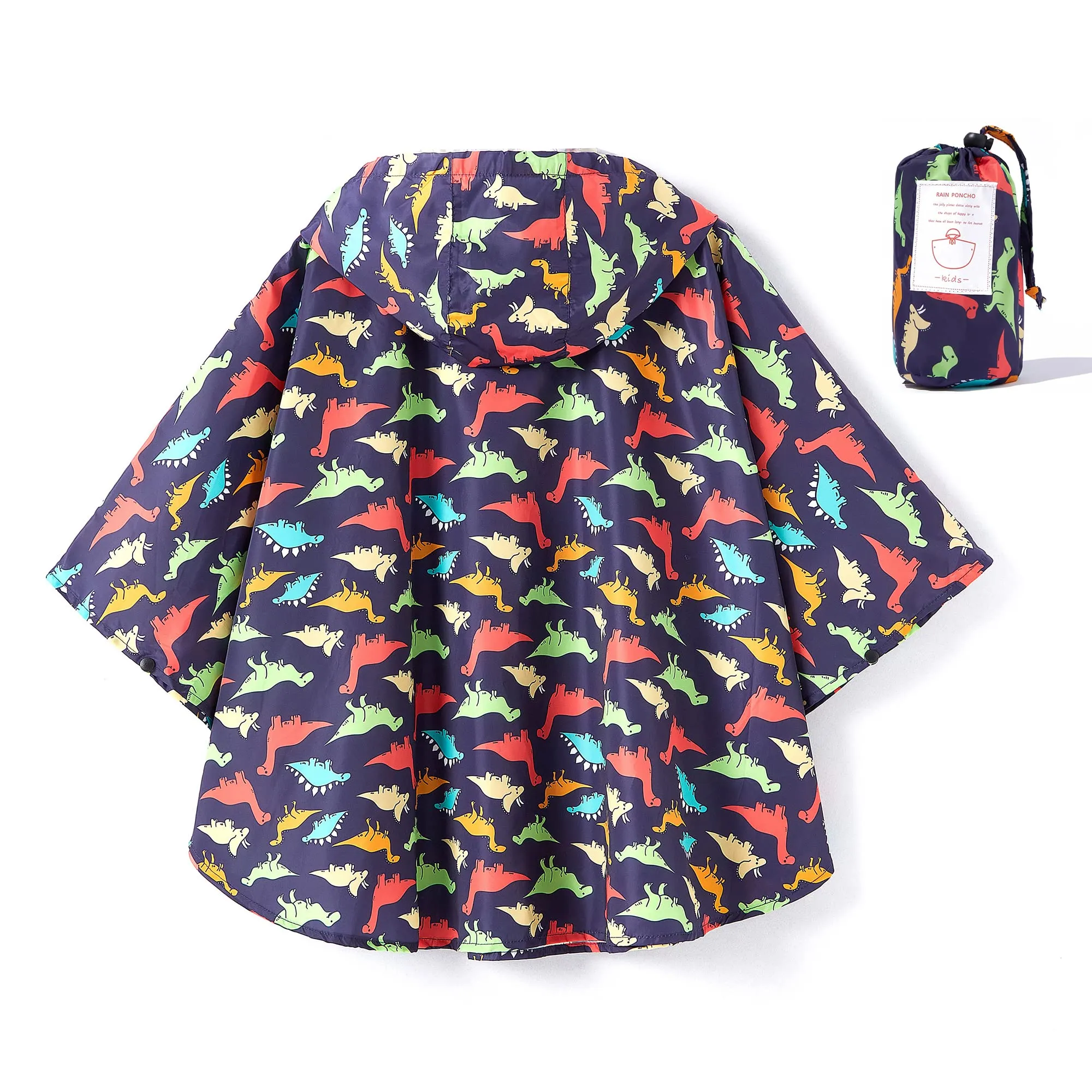 QIKADO Poncho Antipioggia Bambino con Cappuccio Dinosauro multicolore, 5-8 anni - immagine 2