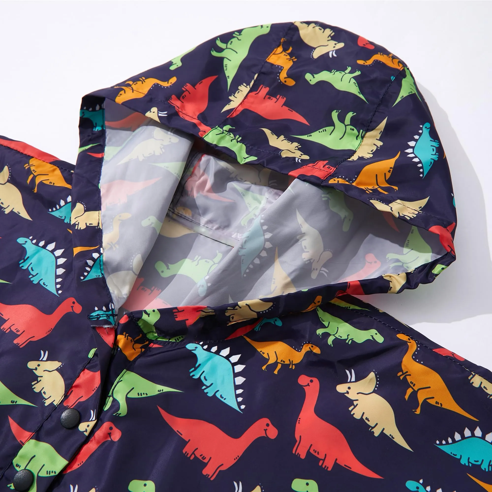QIKADO Poncho Antipioggia Bambino con Cappuccio Dinosauro multicolore, 5-8 anni - immagine 3
