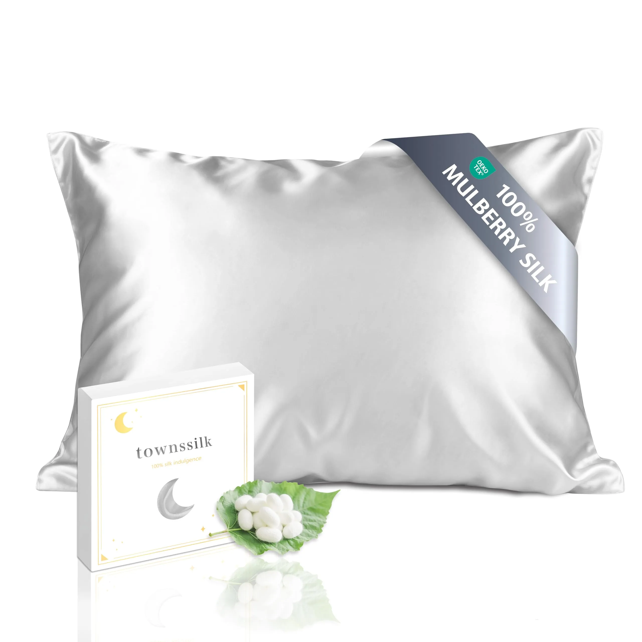 townssilk Federa in seta di gelso 19 momme, 50x60cm, Argento - immagine 1