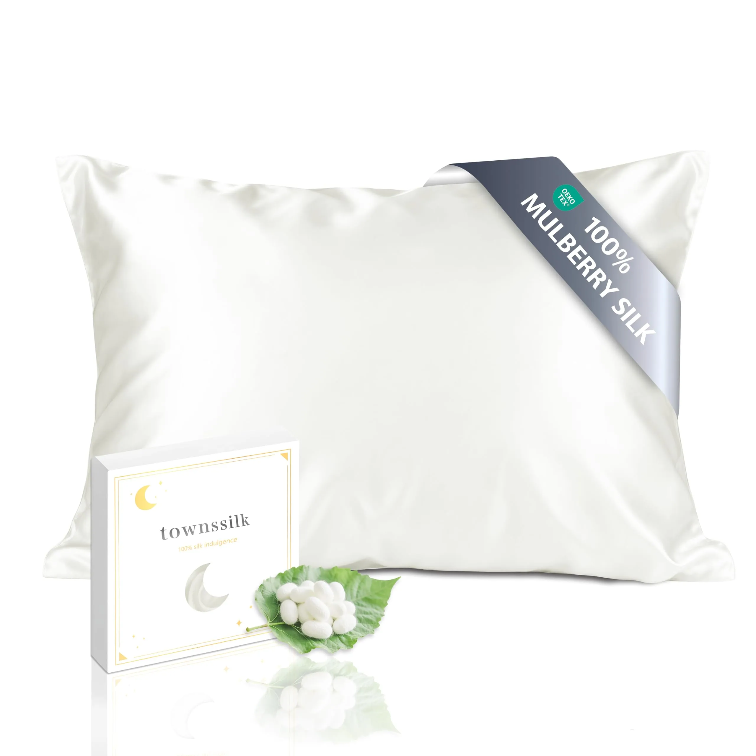 townssilk Federa in seta di gelso 100% naturale, 19 momme, doppia faccia, 50x60cm, Naturalwhite - immagine 1