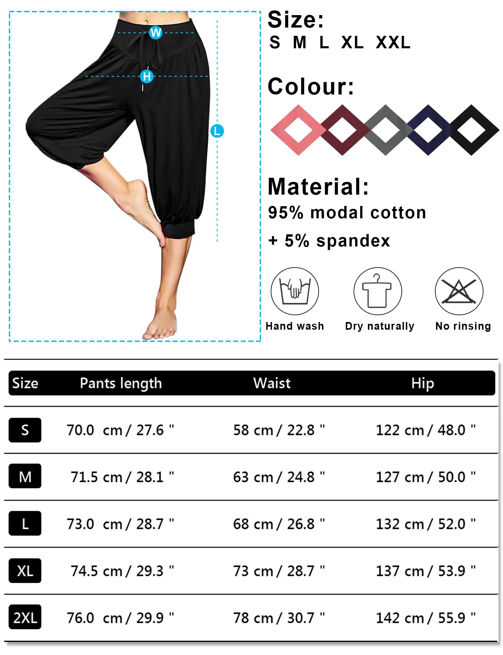 Terecey Pantaloni Harem Donna in Modale Vita Alta con Coulisse e Gamba Ampia - immagine 6