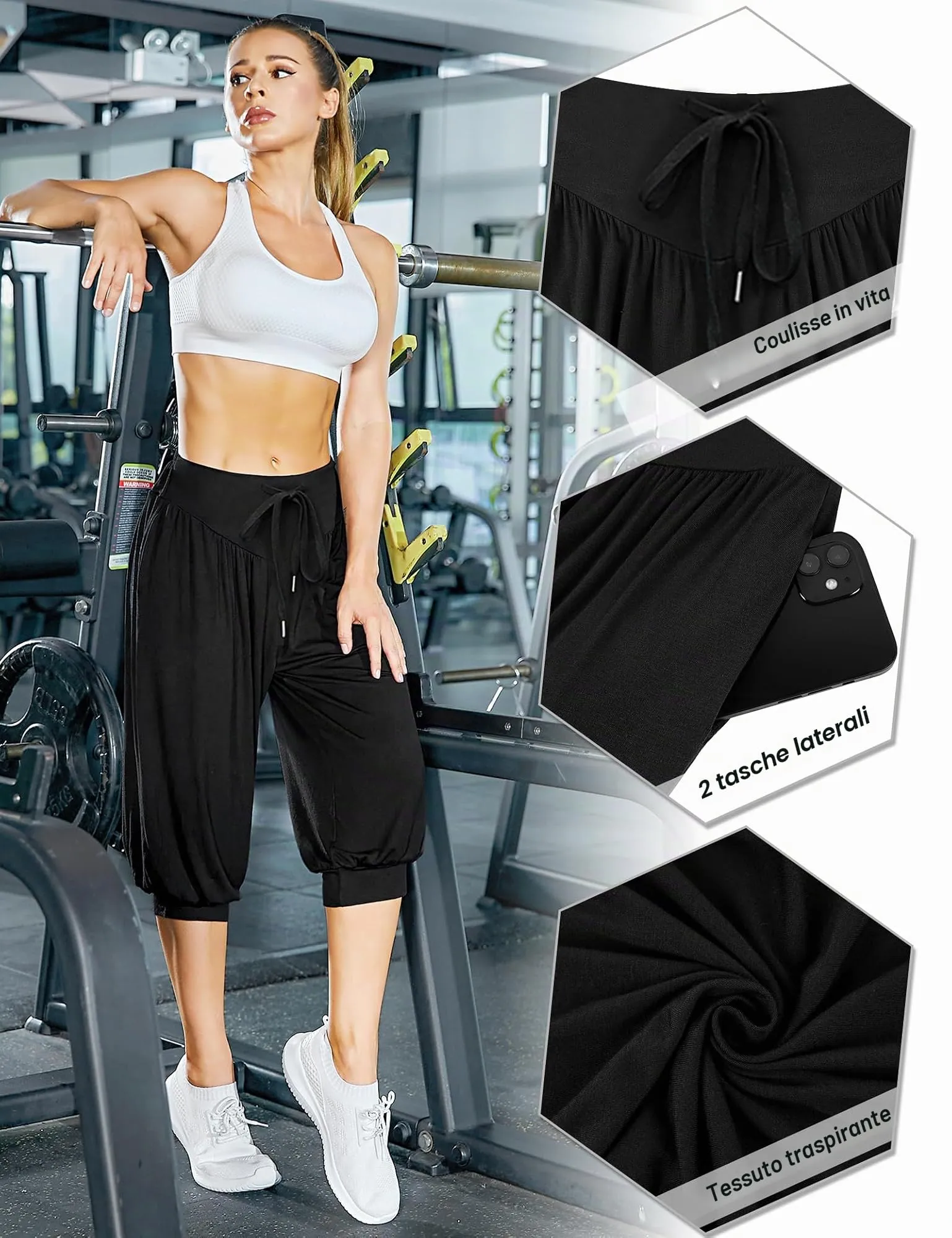 Terecey Pantaloni Harem Donna in Modale Vita Alta con Coulisse e Gamba Ampia - immagine 7