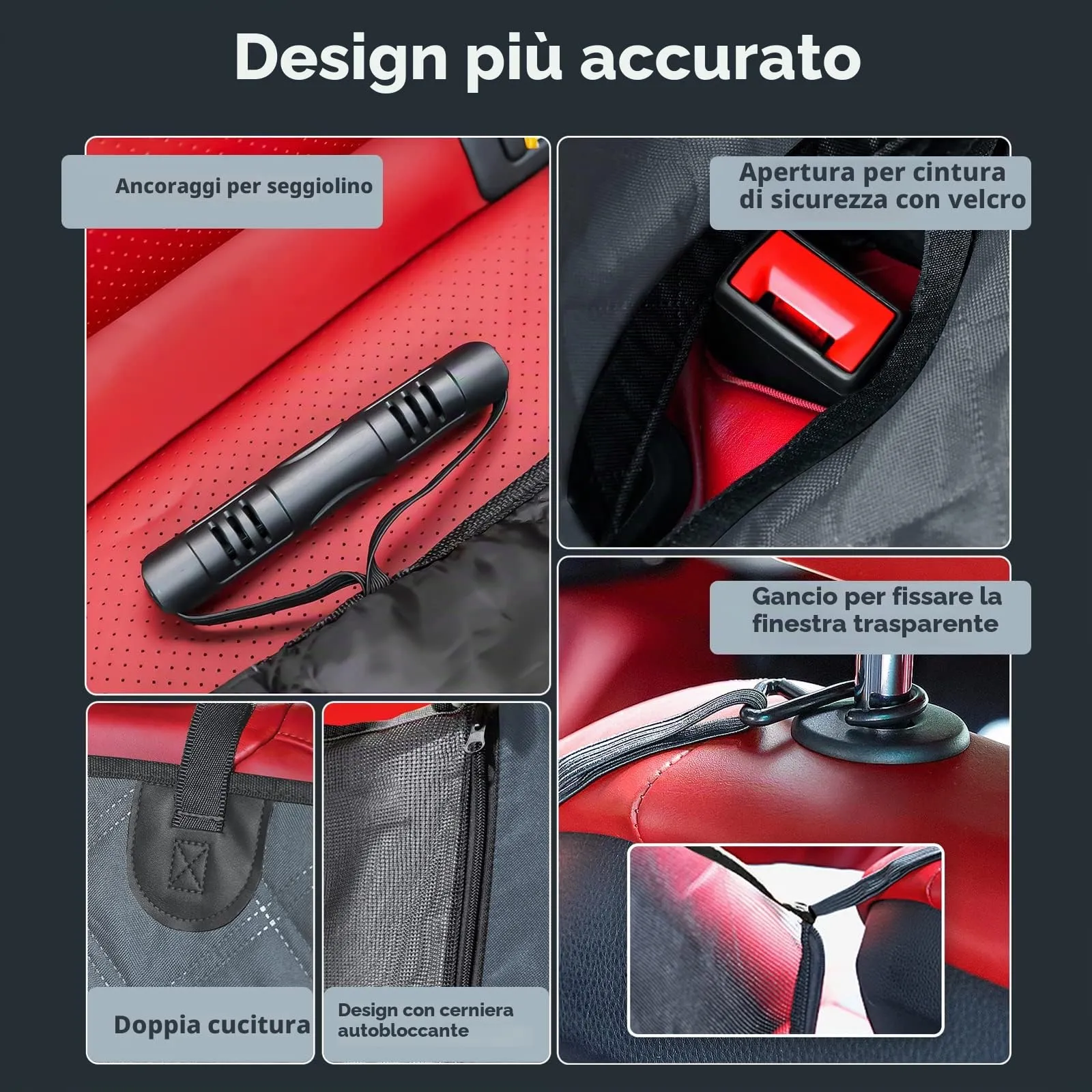 KYG Coperta per cani per sedile posteriore auto con protezione laterale e finestra di vista, impermeabile e resistente ai graffi, 135 x 148 cm - immagine 3