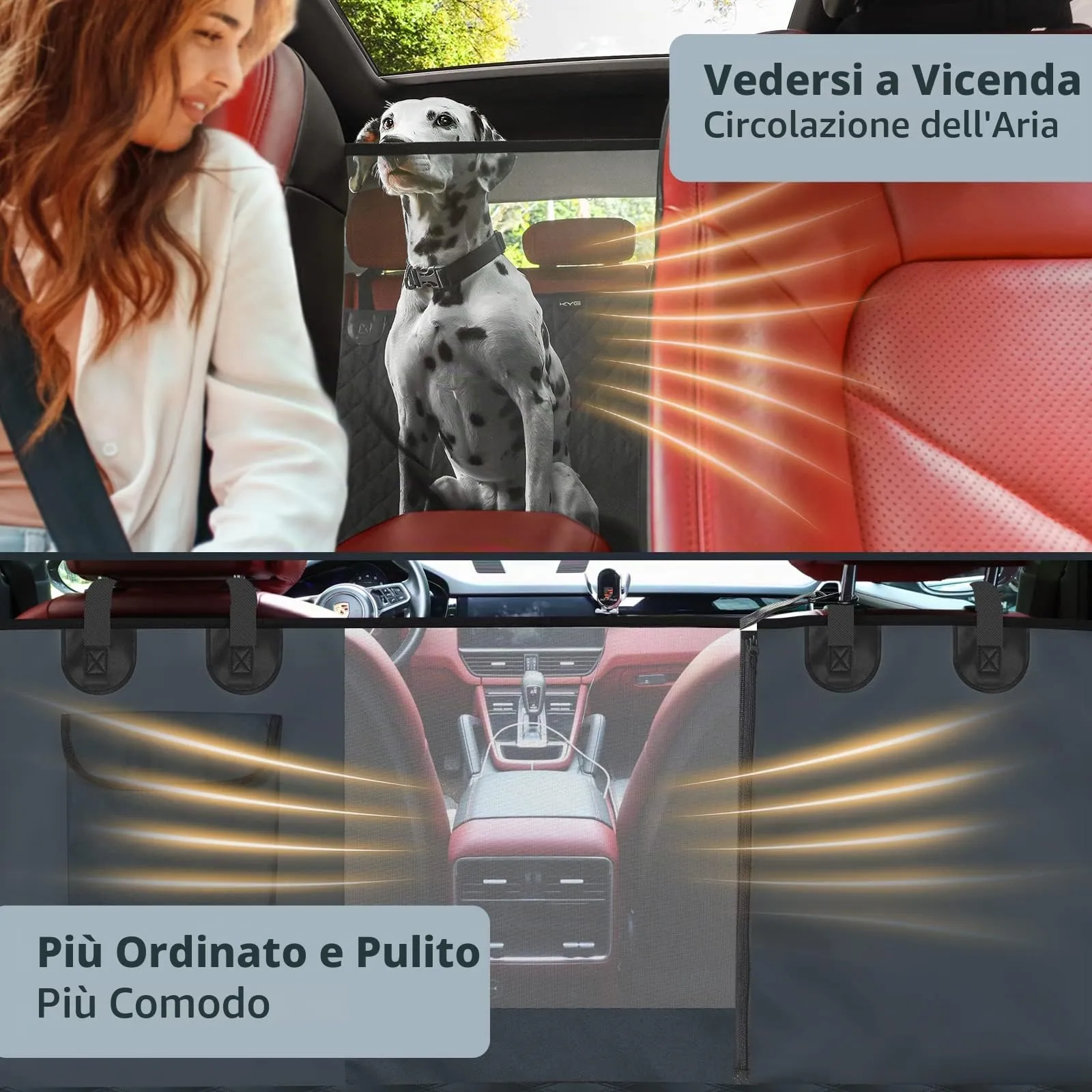 KYG Coperta per cani per sedile posteriore auto con protezione laterale e finestra di vista, impermeabile e resistente ai graffi, 135 x 148 cm - immagine 5