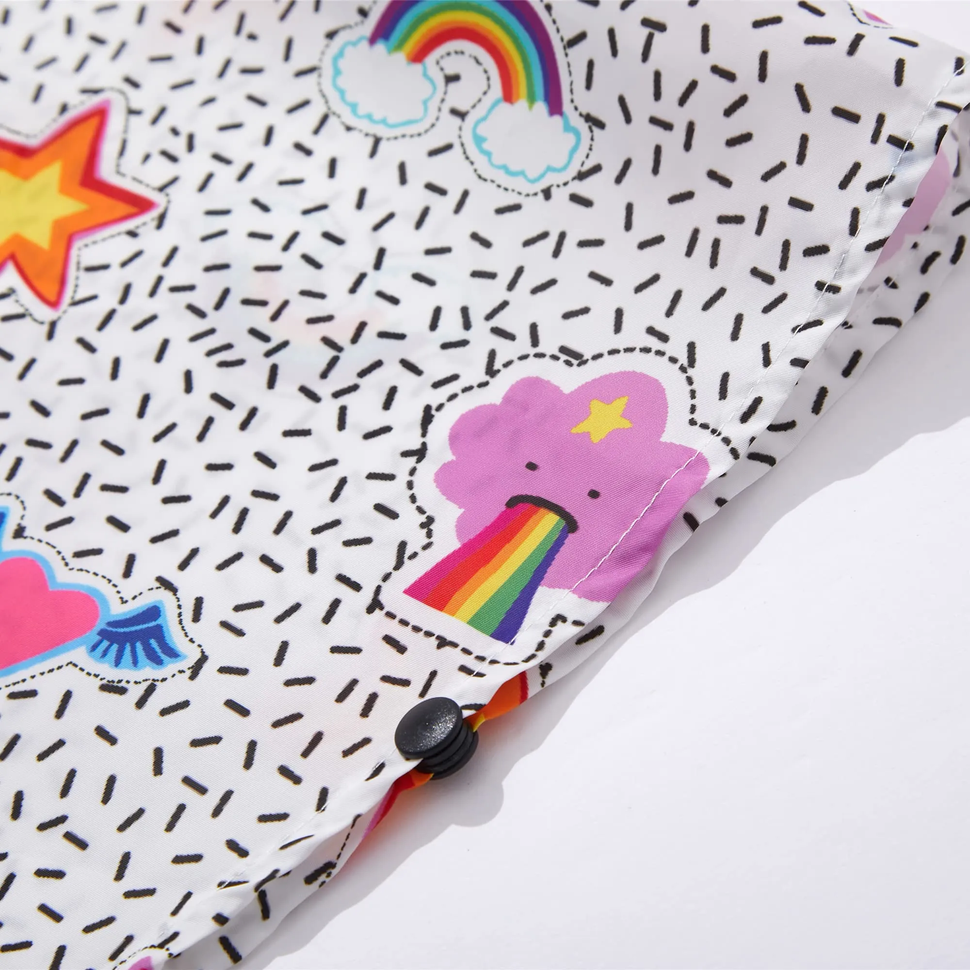 QIKADO Poncho Antipioggia Bambino con Cappuccio, Stelle e Arcobaleni, XL (8-12 anni) - immagine 4