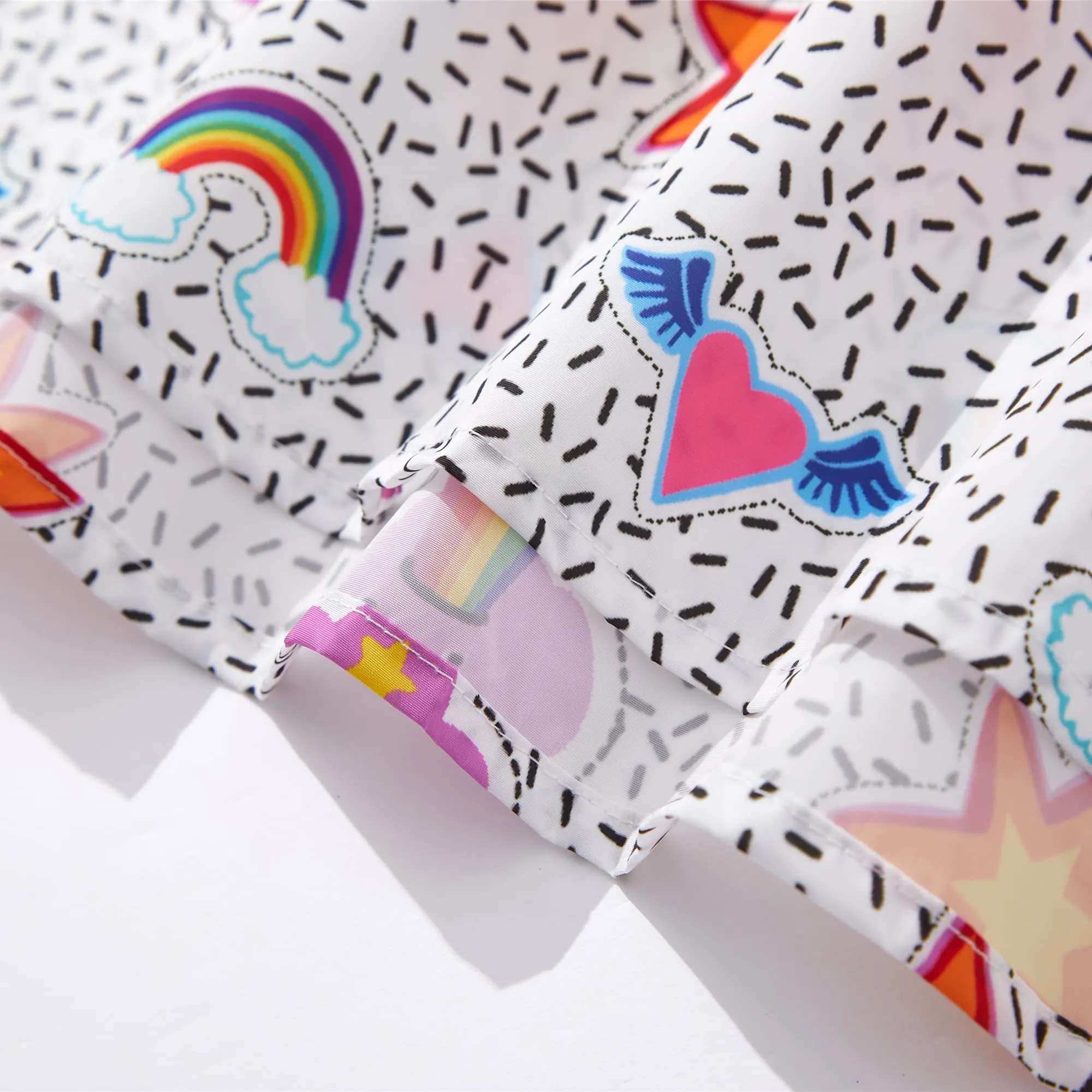 QIKADO Poncho Antipioggia Bambino con Cappuccio, Stelle e Arcobaleni, XL (8-12 anni) - immagine 5