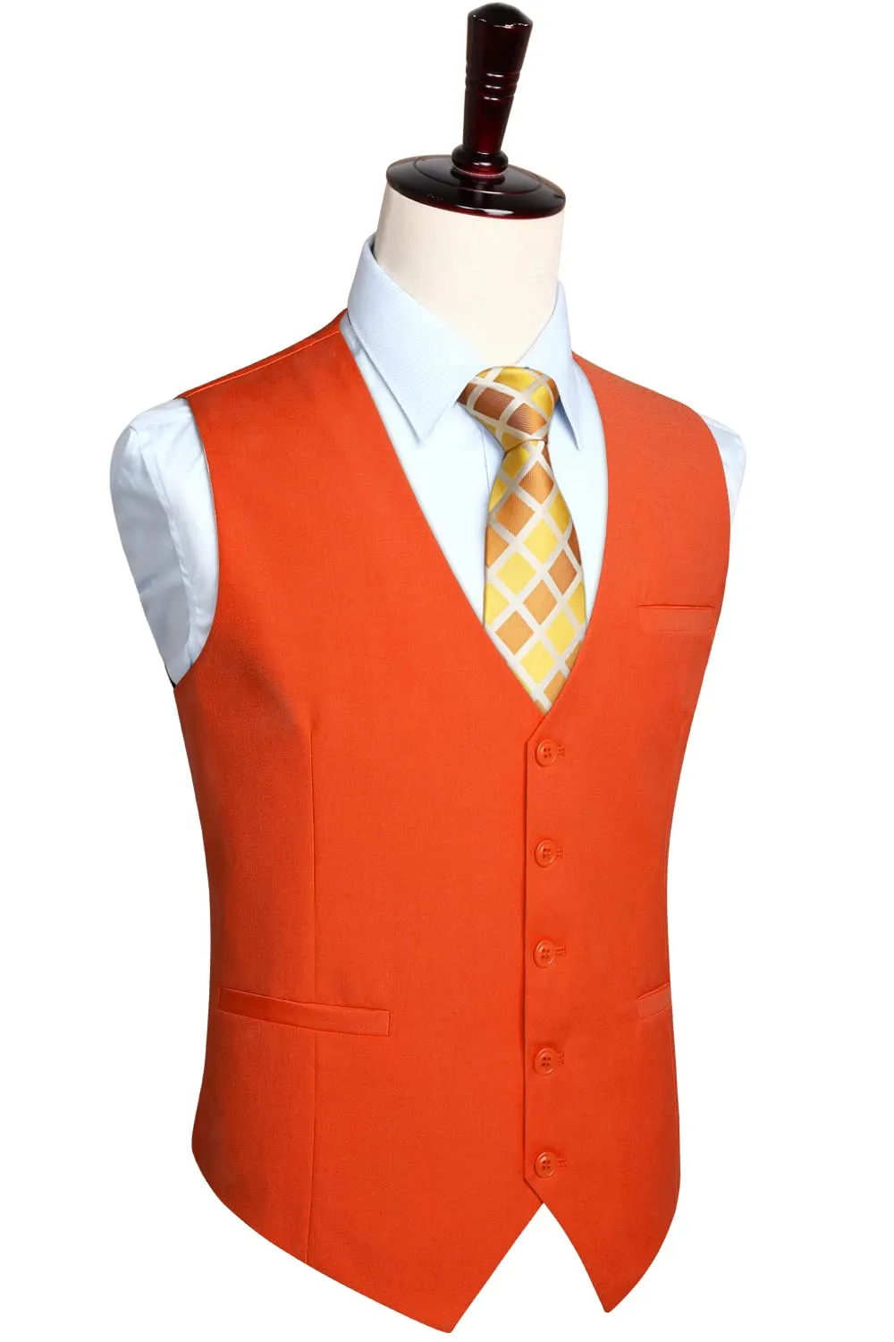HISDERN Gilet Da Abito Da Uomo in Cotone Formale, Arancia, S - immagine 5