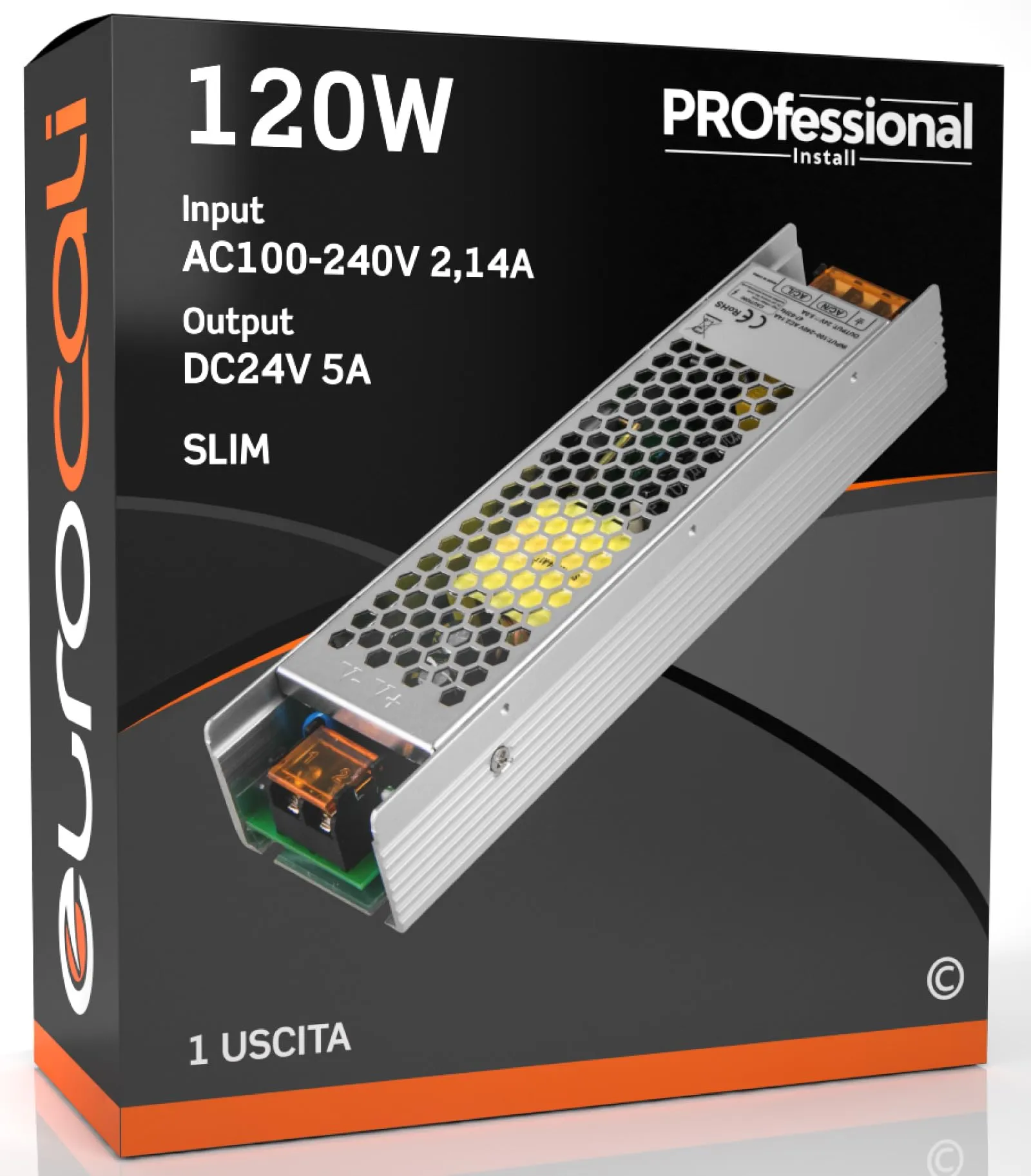 Eurocali Alimentatore LED 120W Input 100-240V Output 24V in Metallo - immagine 1