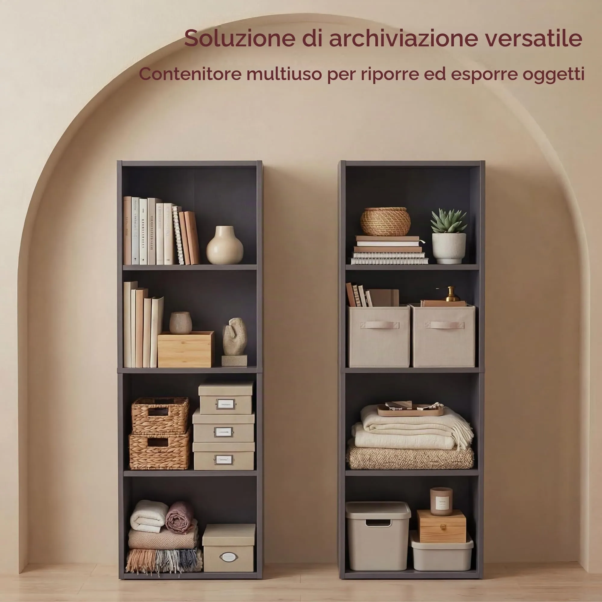 Vida Designs Oxford Libreria a Cubi 4 Ripiani, H106xW32xD24cm (Grigio) - immagine 2