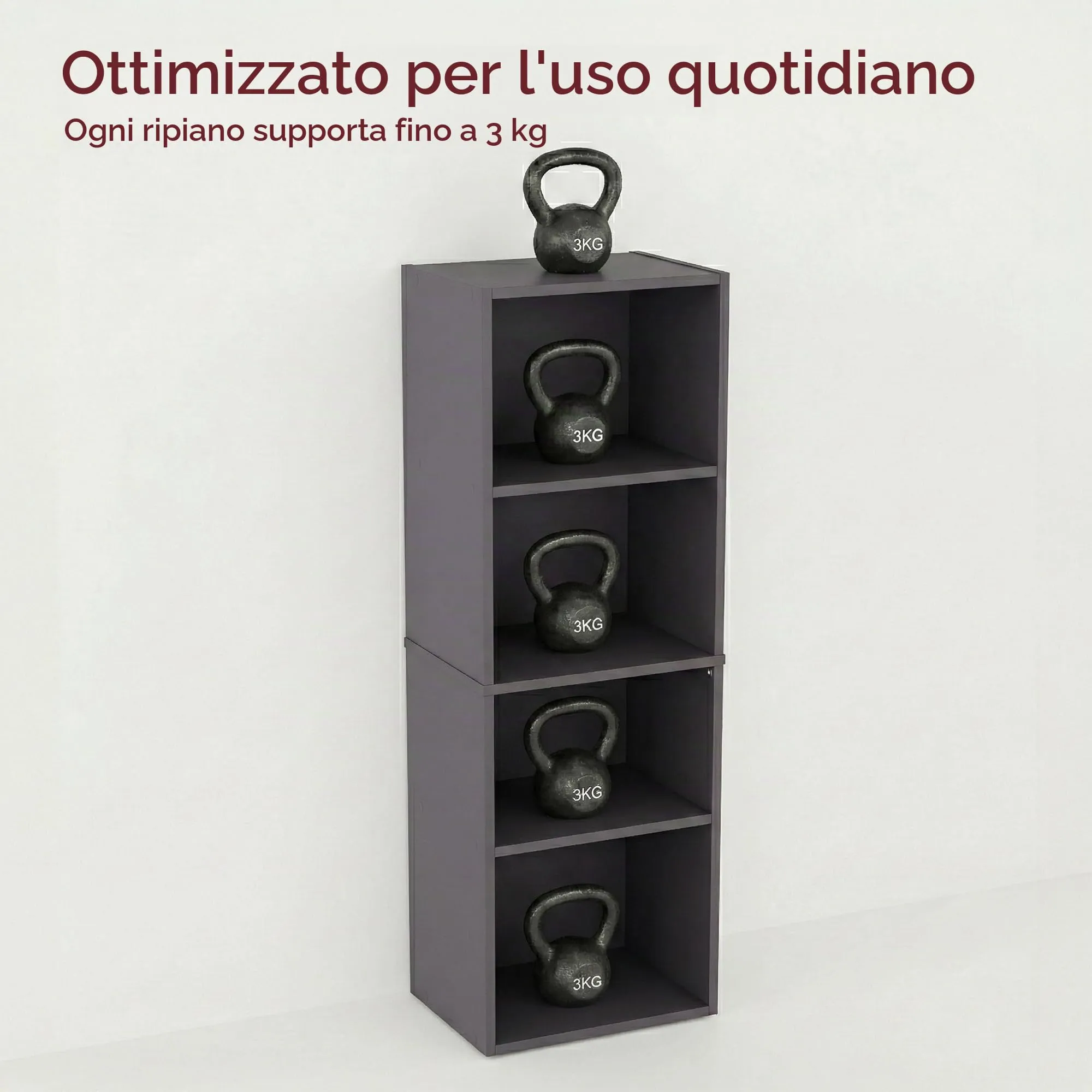 Vida Designs Oxford Libreria a Cubi 4 Ripiani, H106xW32xD24cm (Grigio) - immagine 3