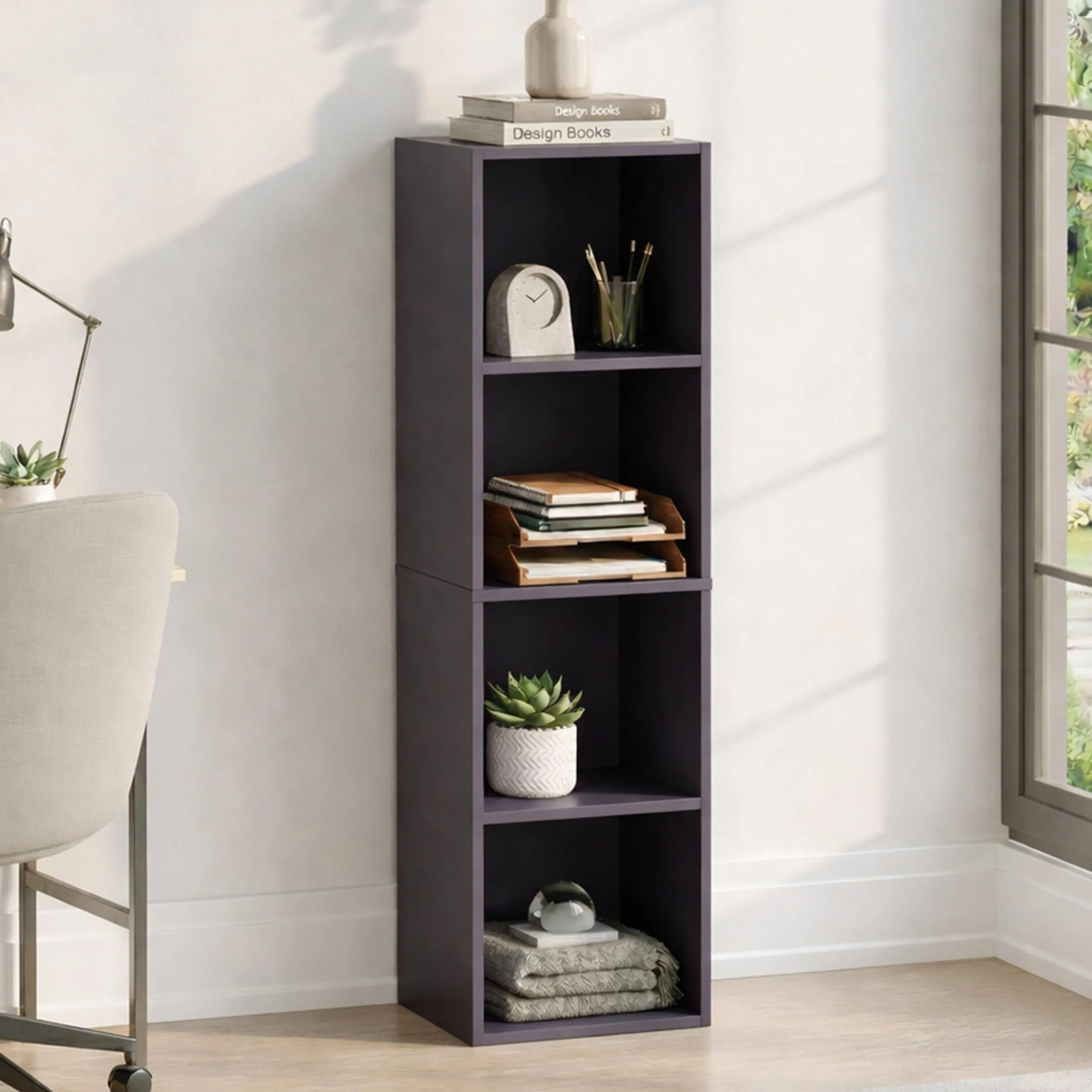 Vida Designs Oxford Libreria a Cubi 4 Ripiani, H106xW32xD24cm (Grigio) - immagine 7