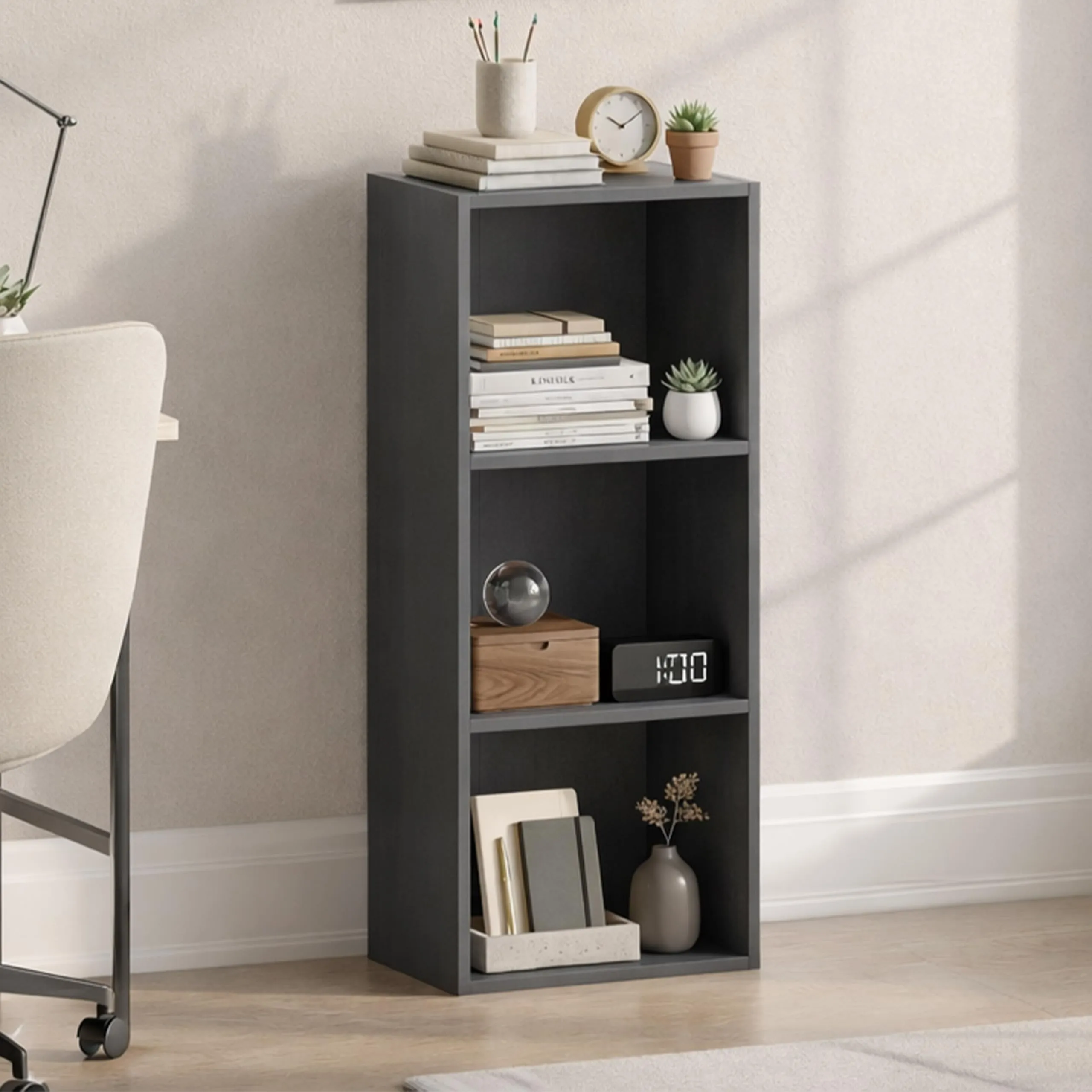 Vida Designs Oxford Libreria a Cubo 3 Ripiani, H80xW32xD24cm (Grigio) - immagine 1