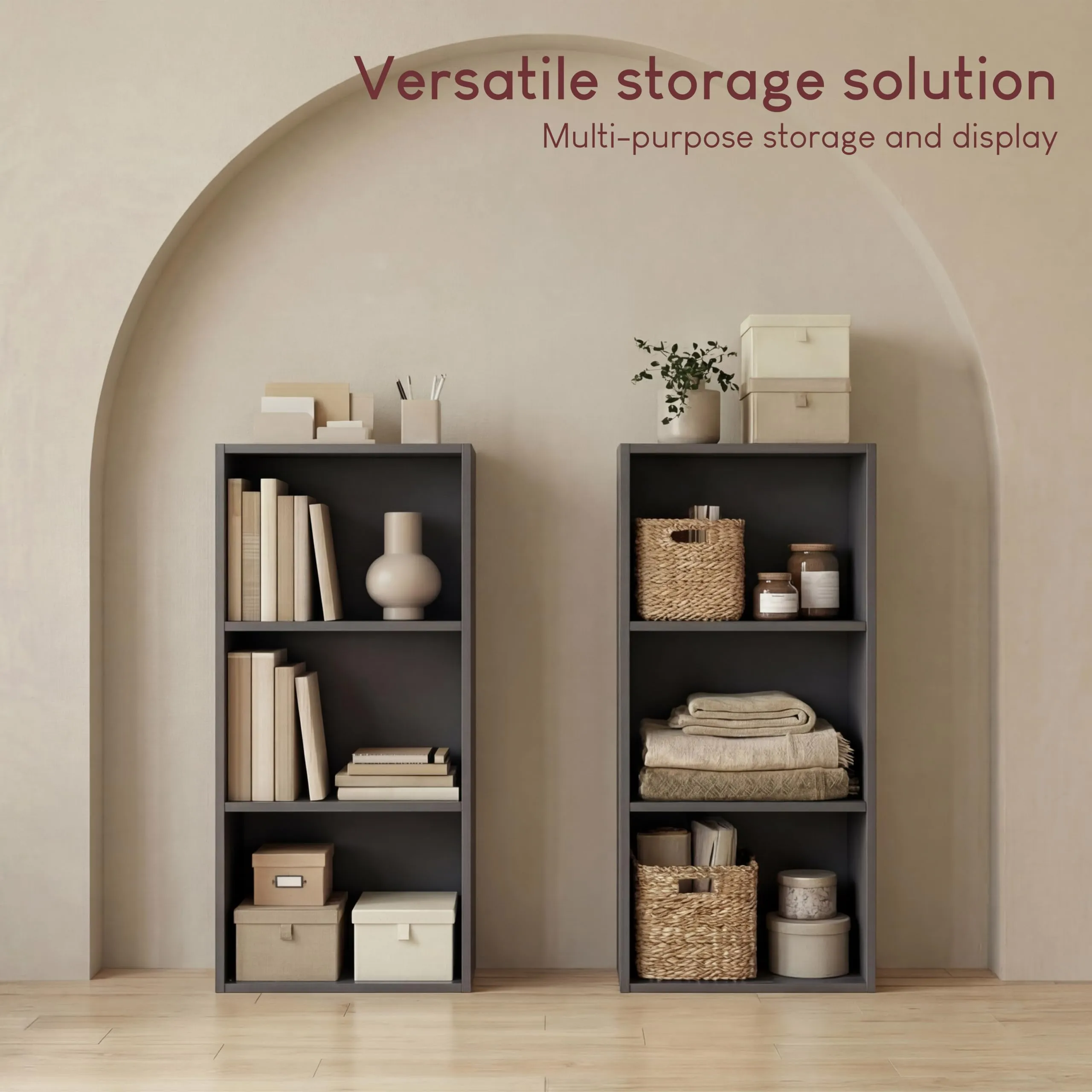 Vida Designs Oxford Libreria a Cubo 3 Ripiani, H80xW32xD24cm (Grigio) - immagine 3