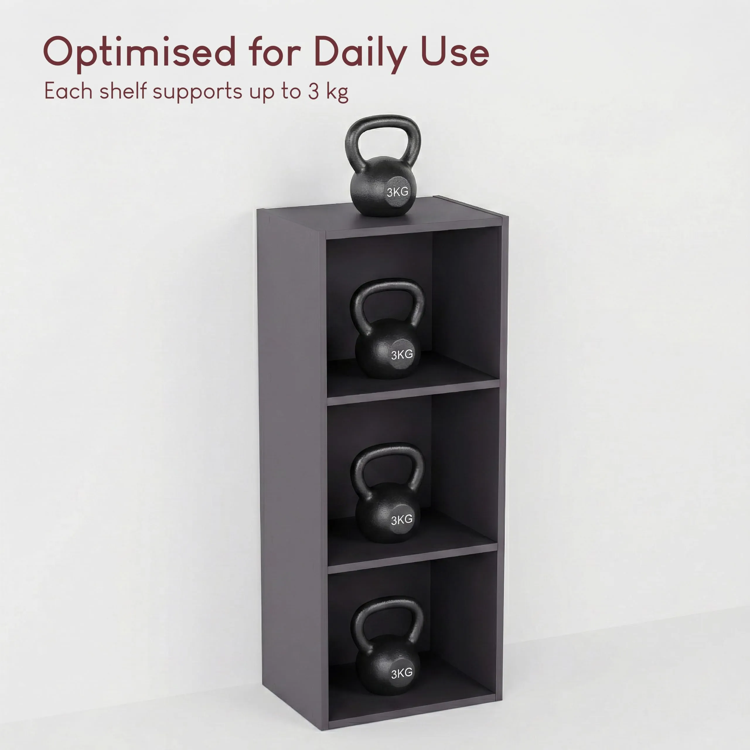 Vida Designs Oxford Libreria a Cubo 3 Ripiani, H80xW32xD24cm (Grigio) - immagine 4