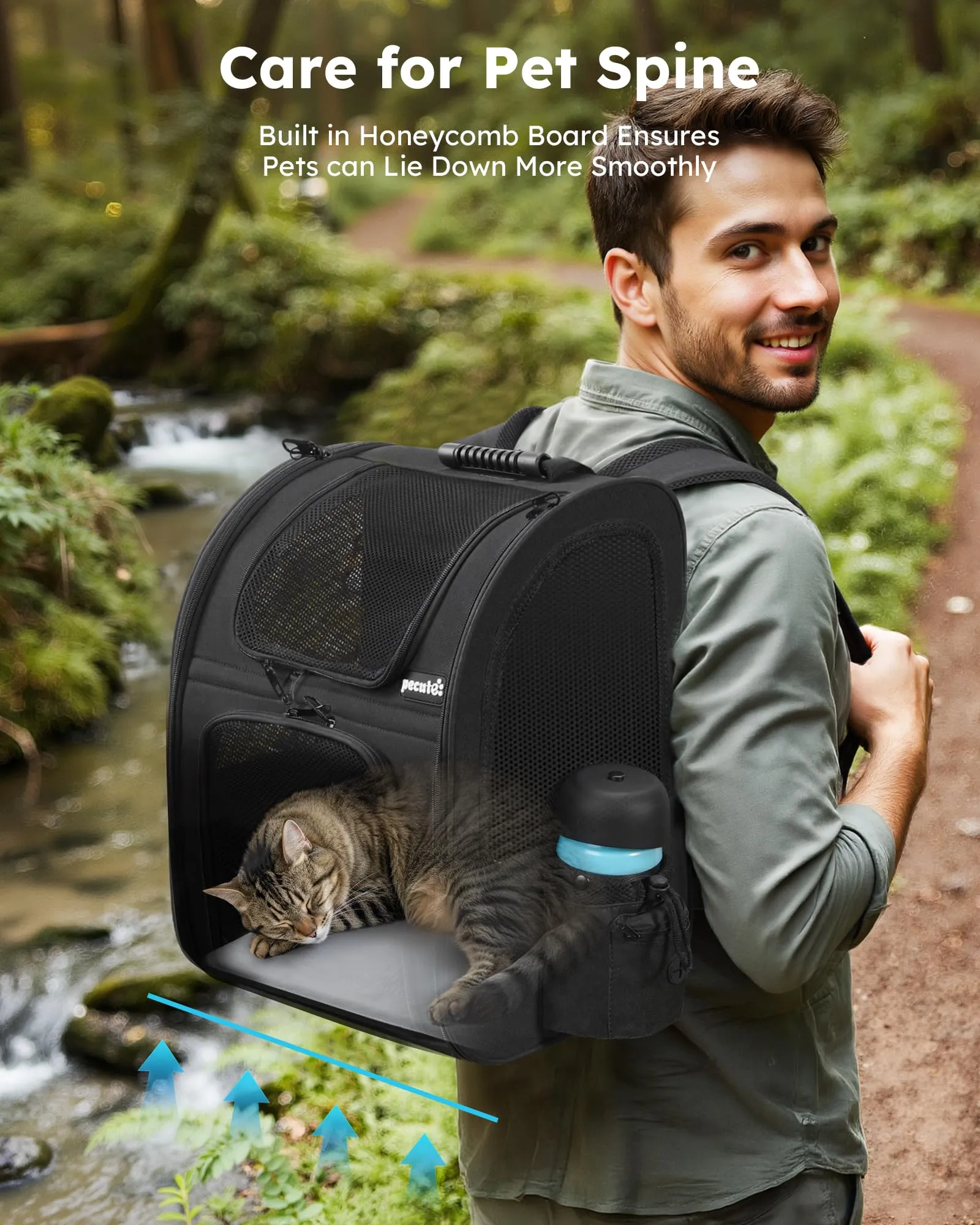 Pecute Zaino Trasportino per Cani e Gatti, Nero, Taglia L - immagine 6